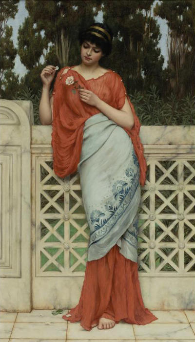 Wikioo.org - The Encyclopedia of Fine Arts - Painting, Artwork by John William Godward - He Loves Me, He Loves Me Not