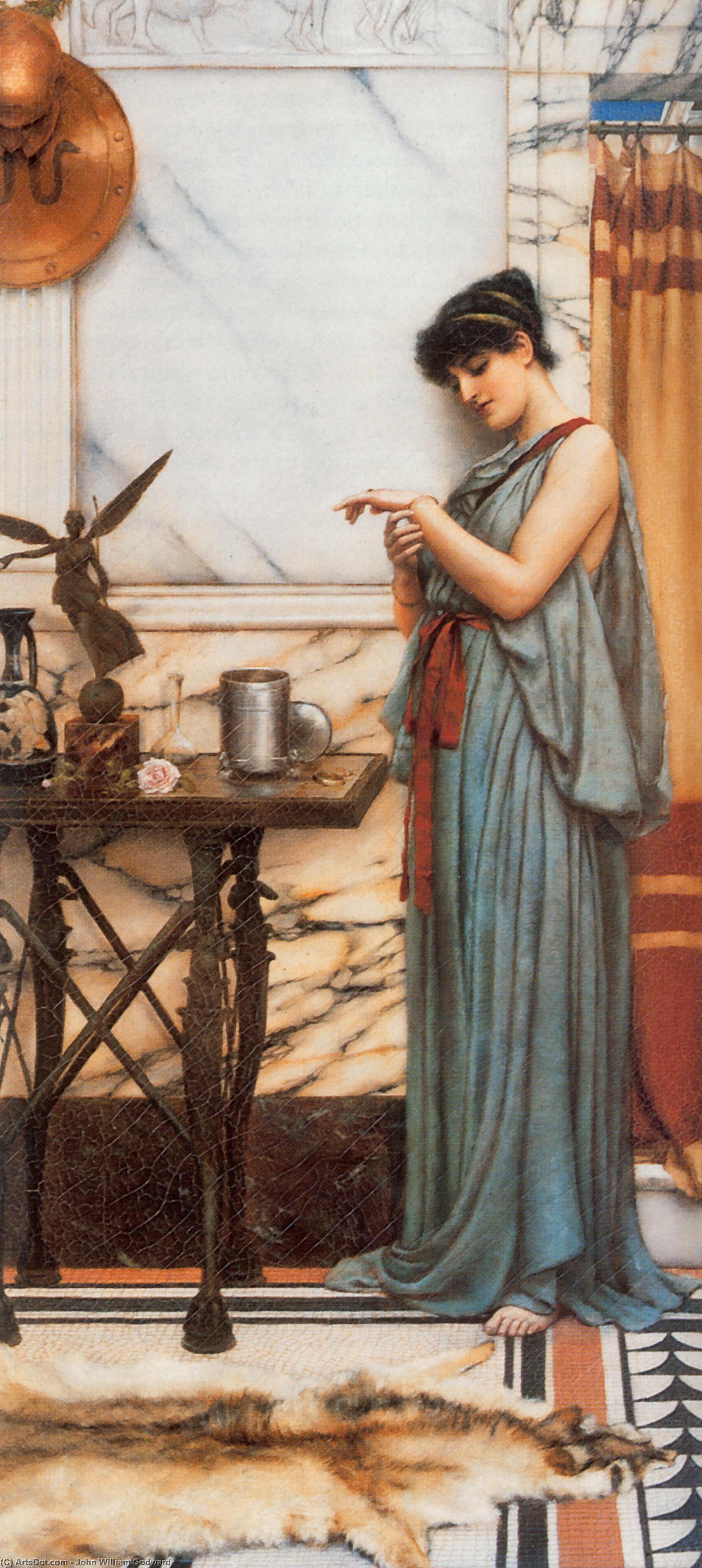 WikiOO.org - Encyclopedia of Fine Arts - Maleri, Artwork John William Godward - His Birthday Gift