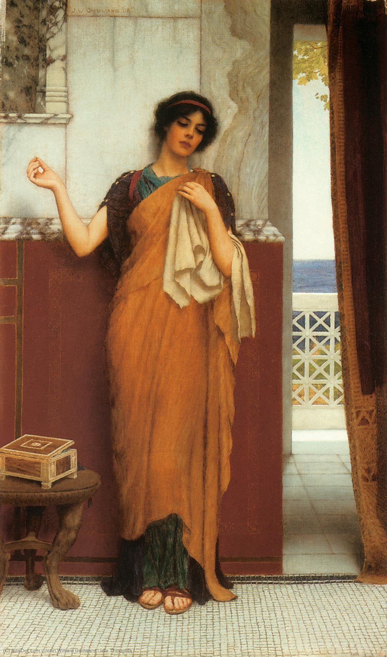 Wikioo.org - The Encyclopedia of Fine Arts - Painting, Artwork by John William Godward - Idle Thoughts