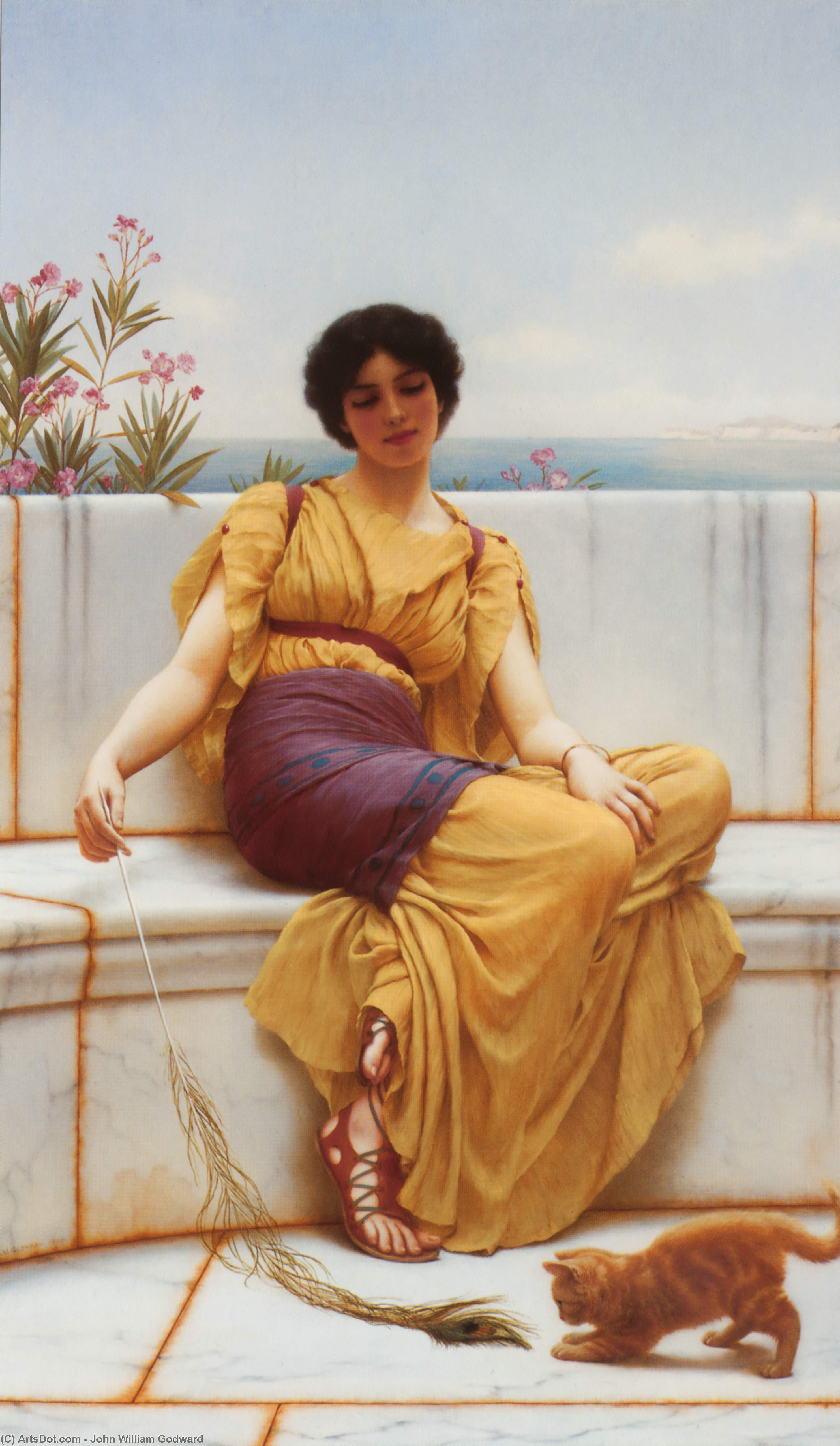 Wikioo.org - The Encyclopedia of Fine Arts - Painting, Artwork by John William Godward - Idleness