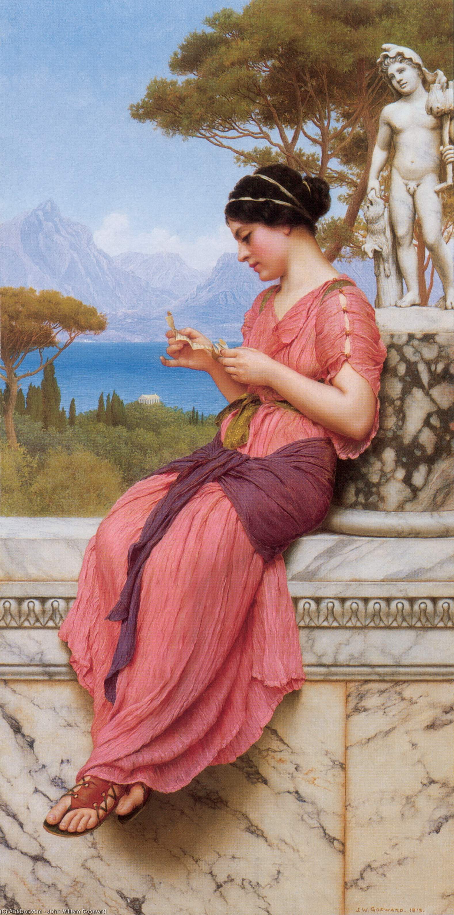 WikiOO.org - אנציקלופדיה לאמנויות יפות - ציור, יצירות אמנות John William Godward - Le Billet Doux