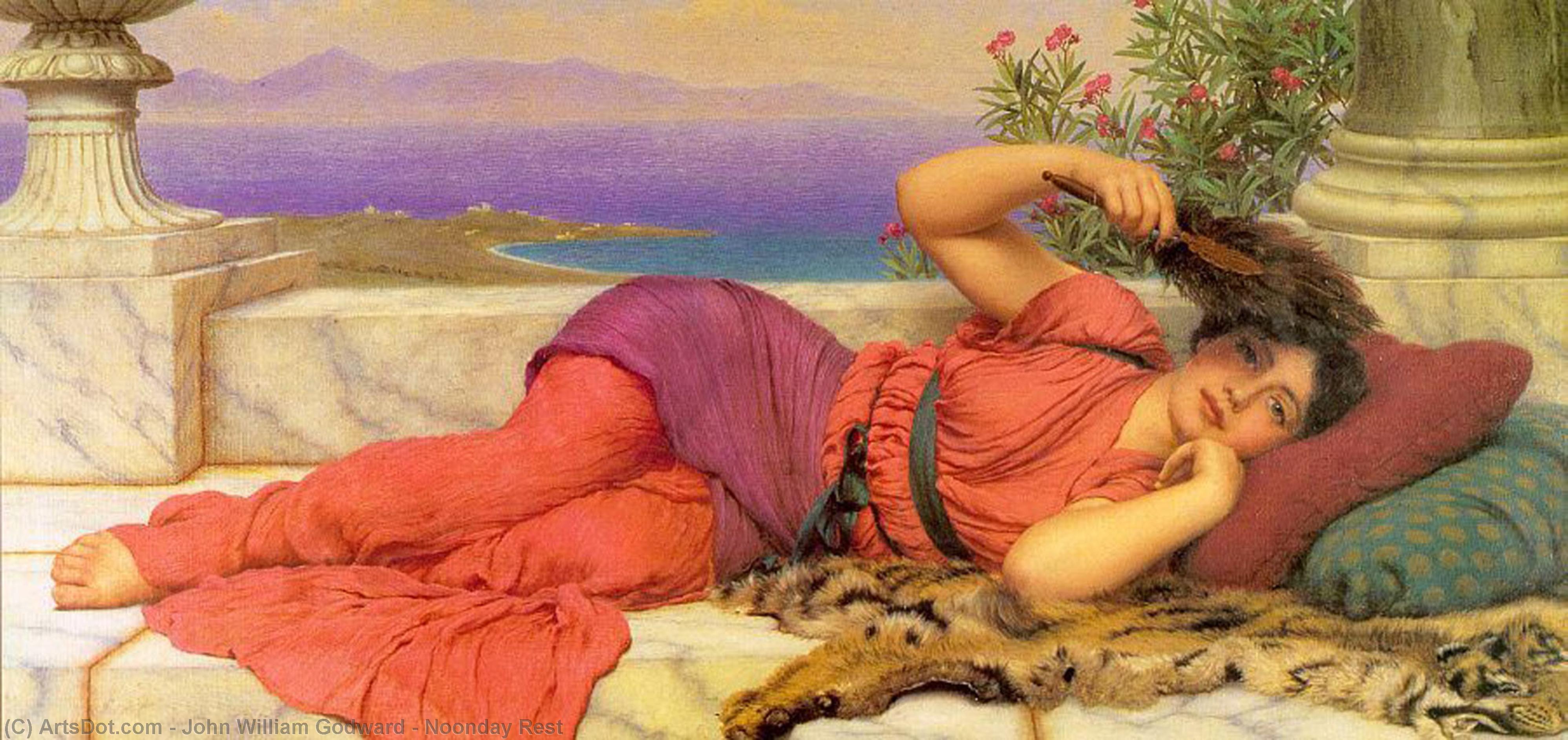 Wikioo.org - The Encyclopedia of Fine Arts - Painting, Artwork by John William Godward - Noonday Rest