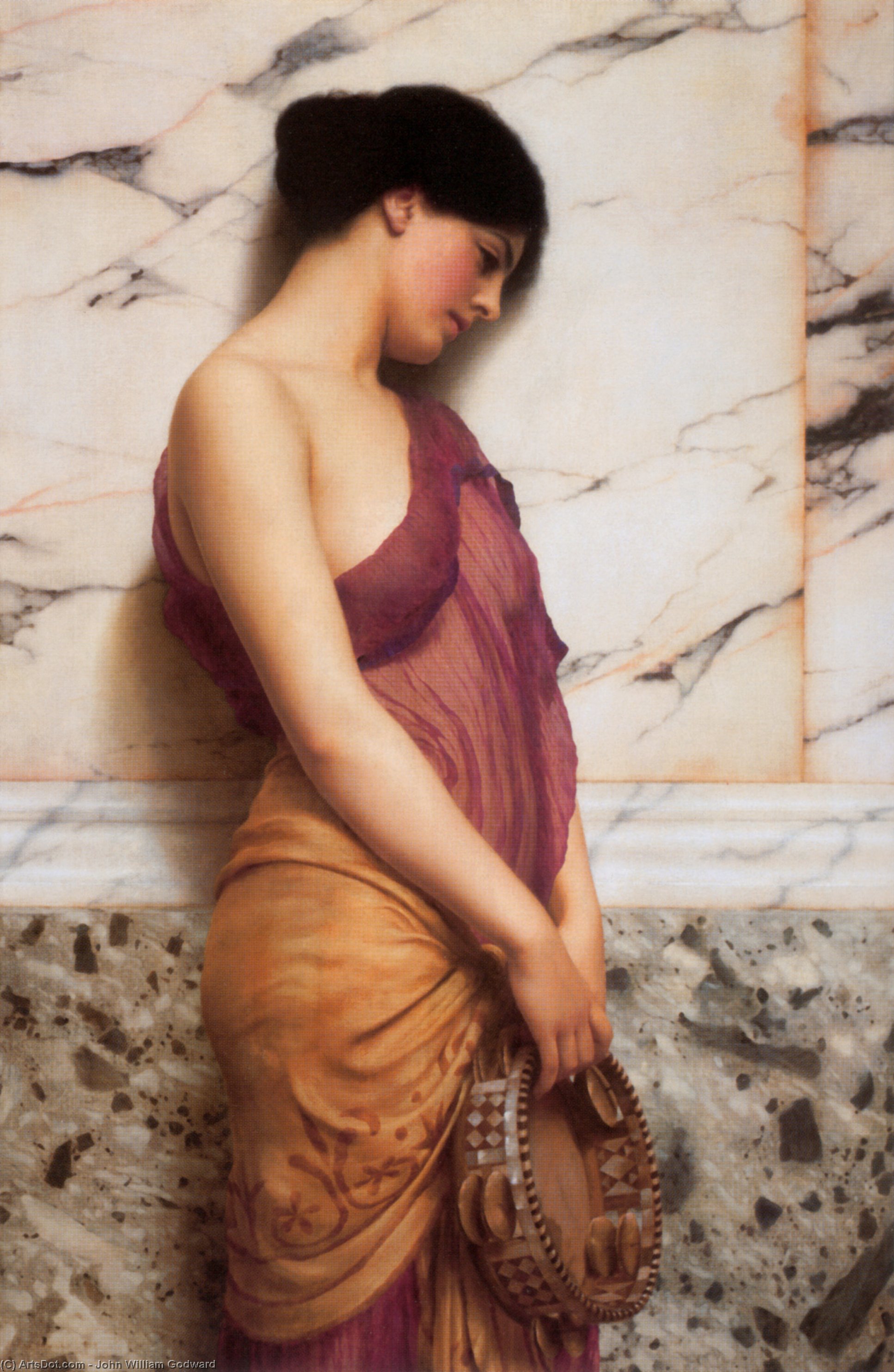Wikioo.org – La Enciclopedia de las Bellas Artes - Pintura, Obras de arte de John William Godward - la pandereta chica
