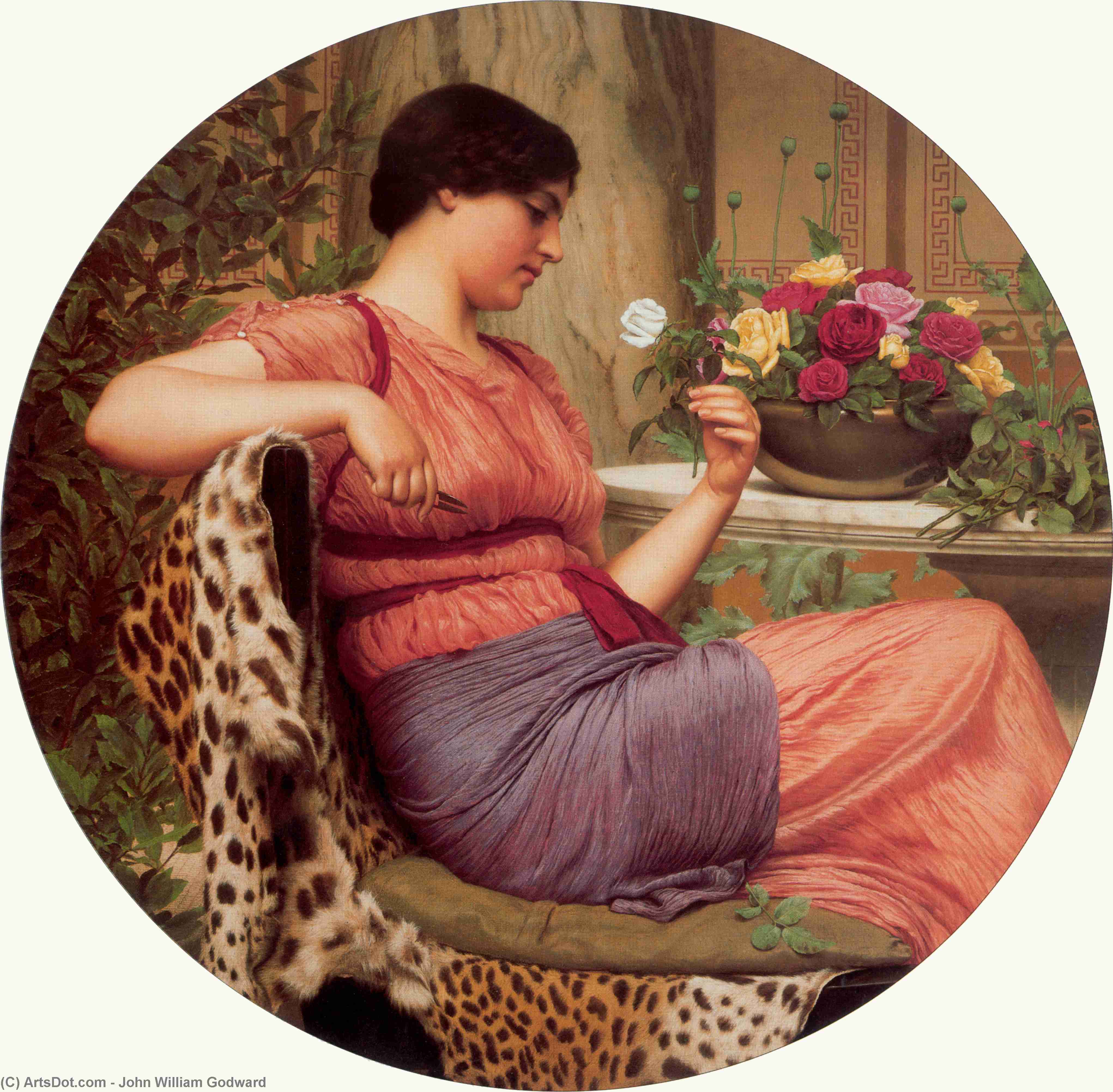 Wikioo.org - The Encyclopedia of Fine Arts - Painting, Artwork by John William Godward - The Time of Roses