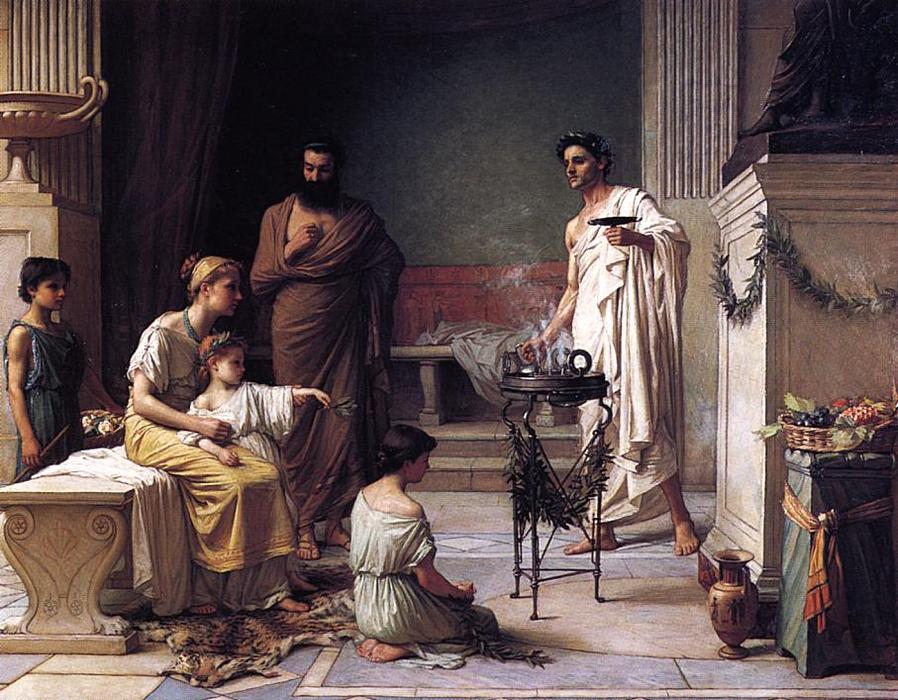 Wikioo.org - The Encyclopedia of Fine Arts - Painting, Artwork by John William Waterhouse - A Sick Child Brought into the Temple of Aesculapius