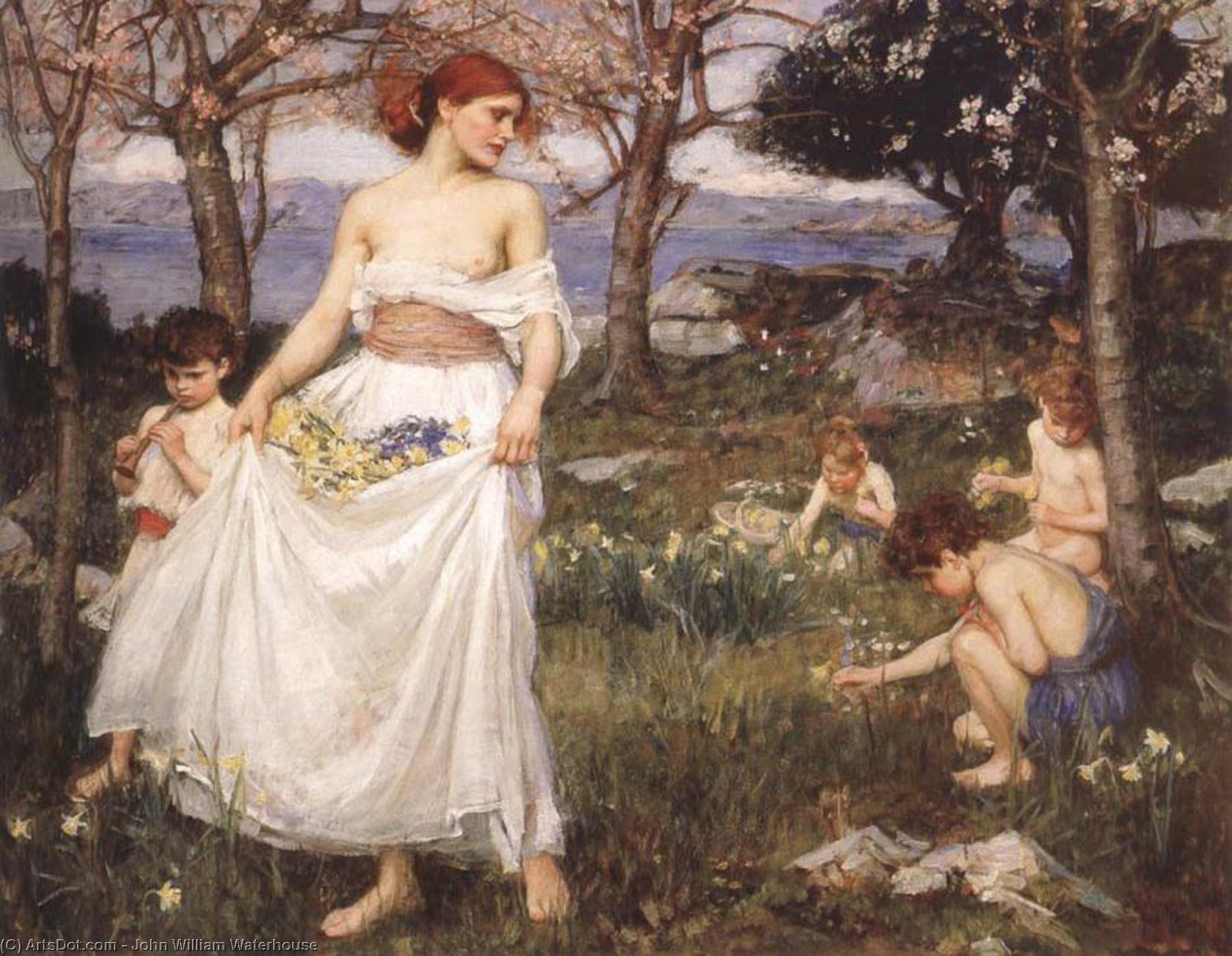 Wikioo.org - The Encyclopedia of Fine Arts - Painting, Artwork by John William Waterhouse - A Song of Springtime