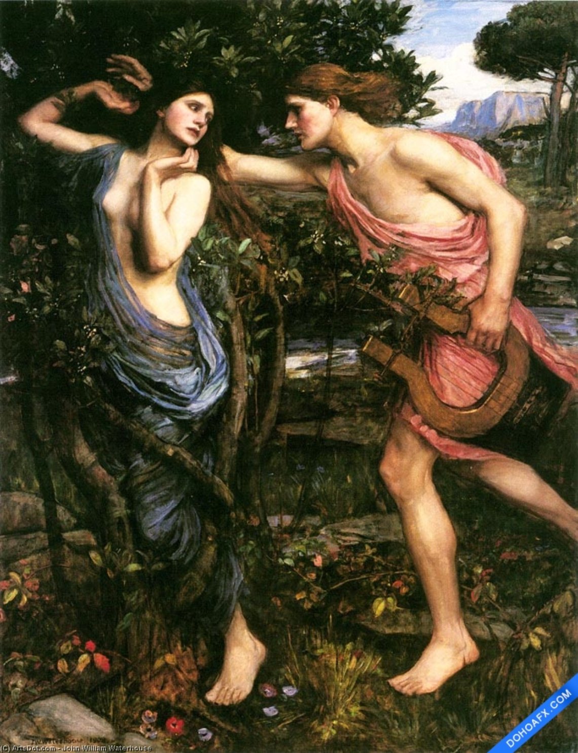 WikiOO.org - Enciclopédia das Belas Artes - Pintura, Arte por John William Waterhouse - Apollo and Daphne