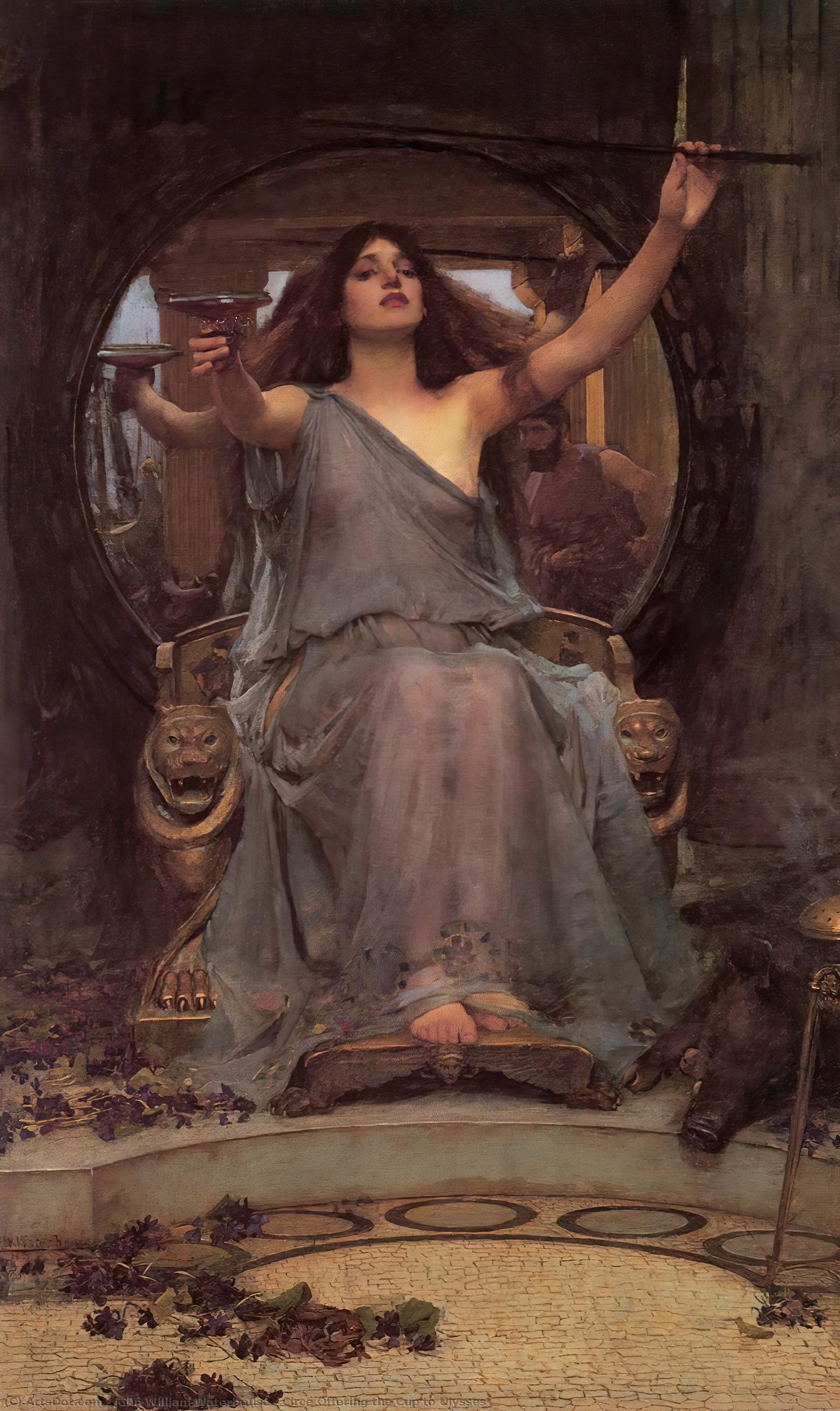Wikioo.org - สารานุกรมวิจิตรศิลป์ - จิตรกรรม John William Waterhouse - Circe Offering the Cup to Ulysses