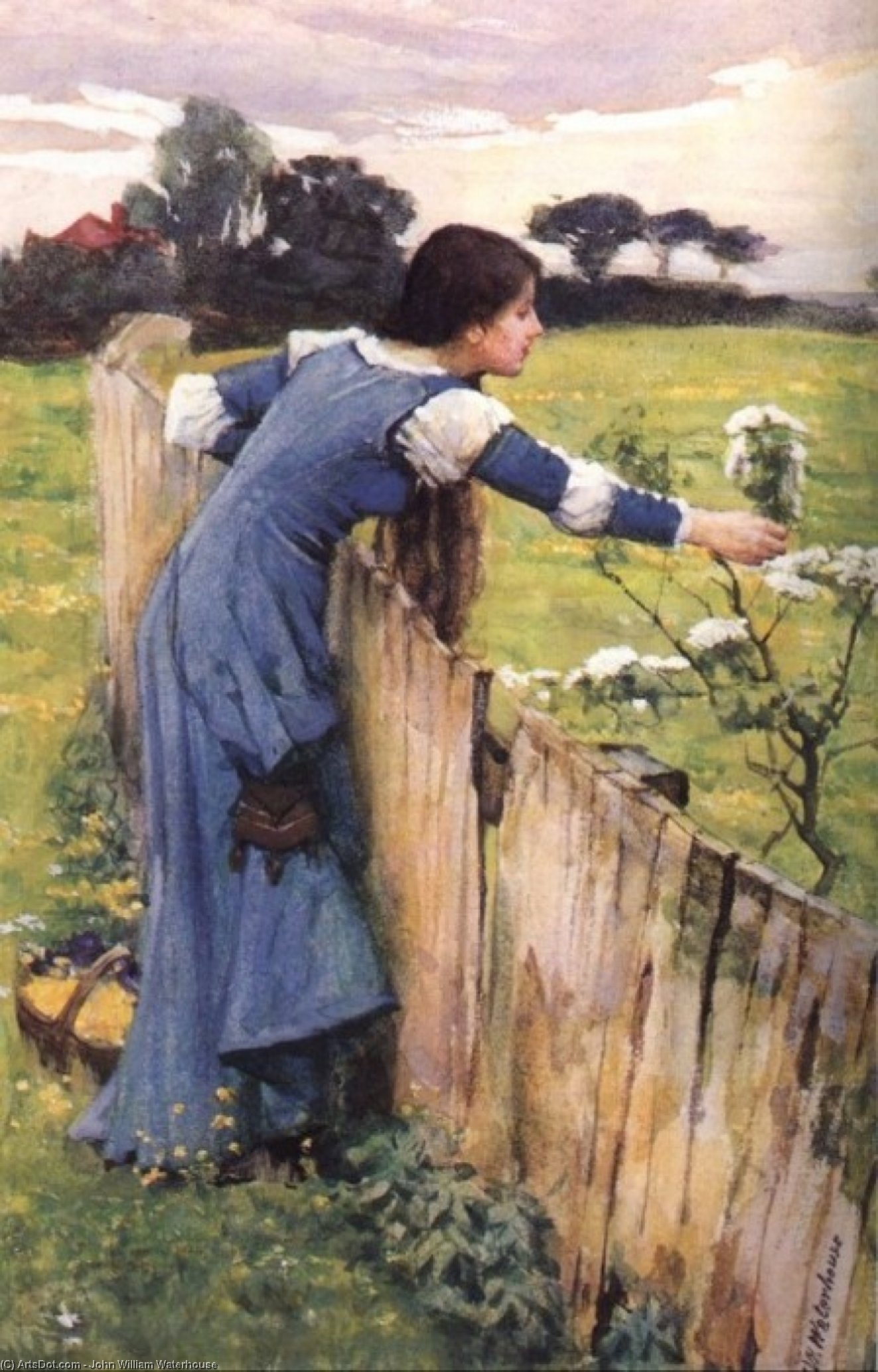 WikiOO.org - Encyclopedia of Fine Arts - Maleri, Artwork John William Waterhouse - Flower picker