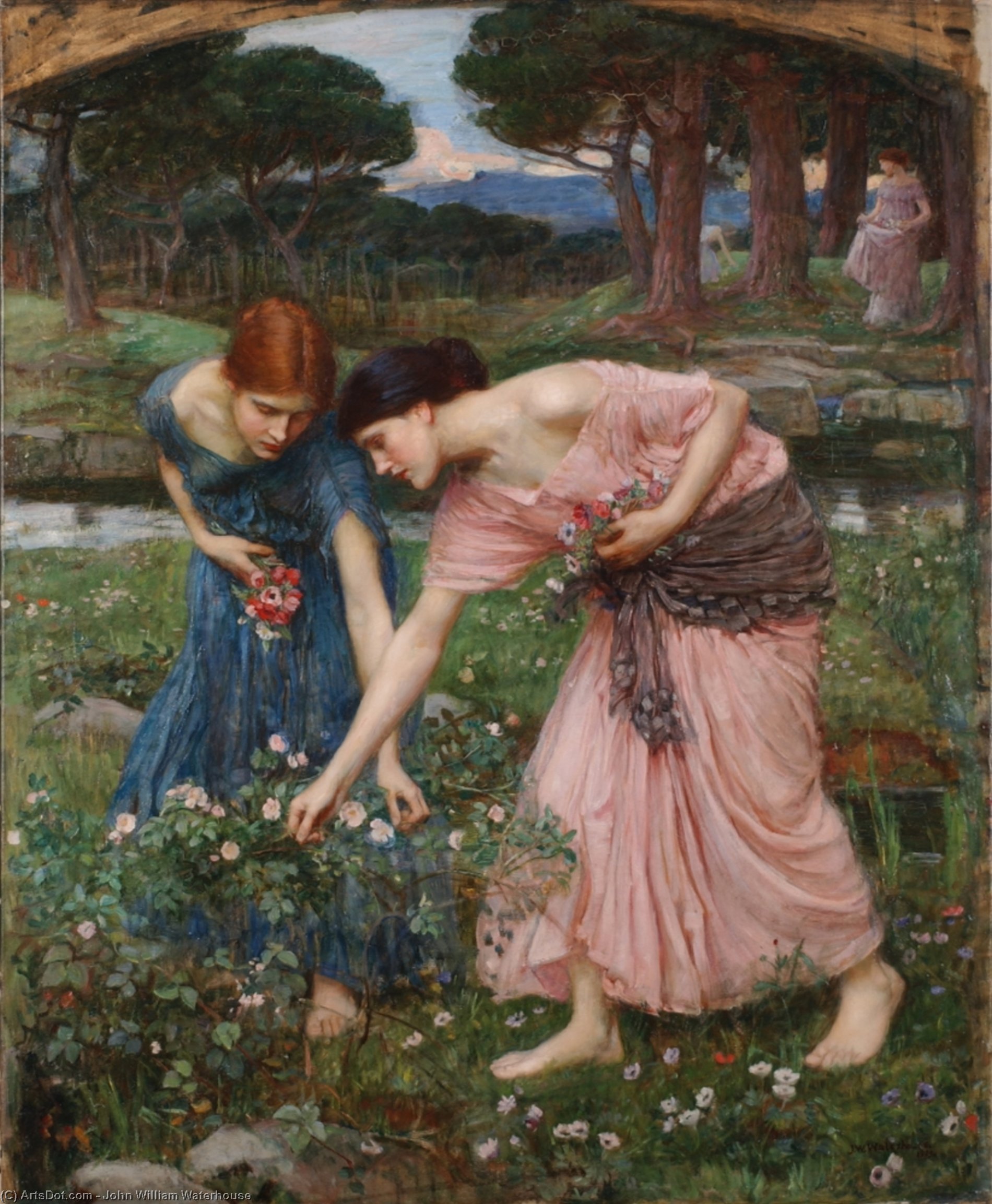 Wikioo.org - The Encyclopedia of Fine Arts - Painting, Artwork by John William Waterhouse - Gather Ye Rosebuds While Ye May