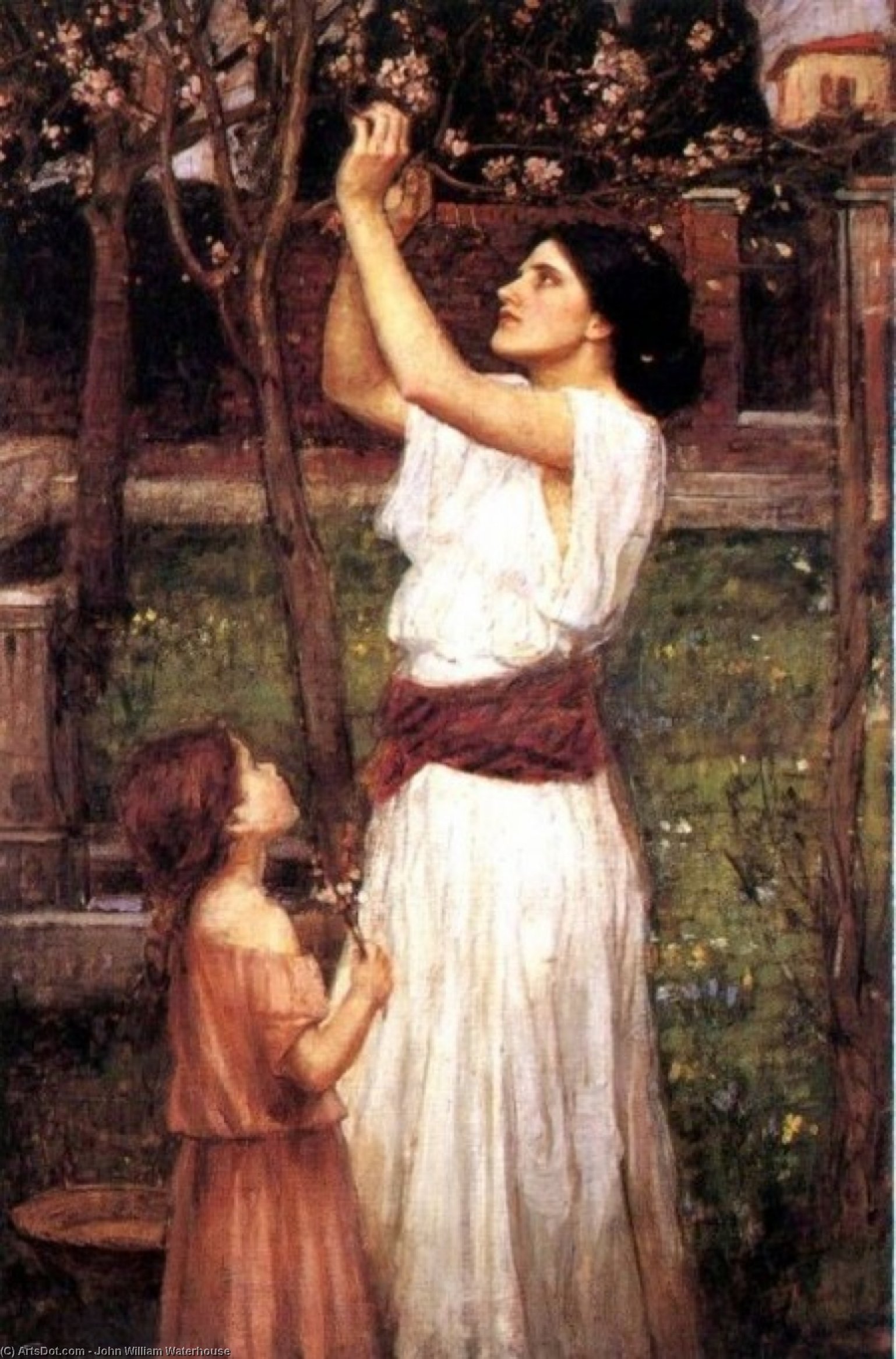 Wikioo.org - The Encyclopedia of Fine Arts - Painting, Artwork by John William Waterhouse - Gathering Almond Blossoms