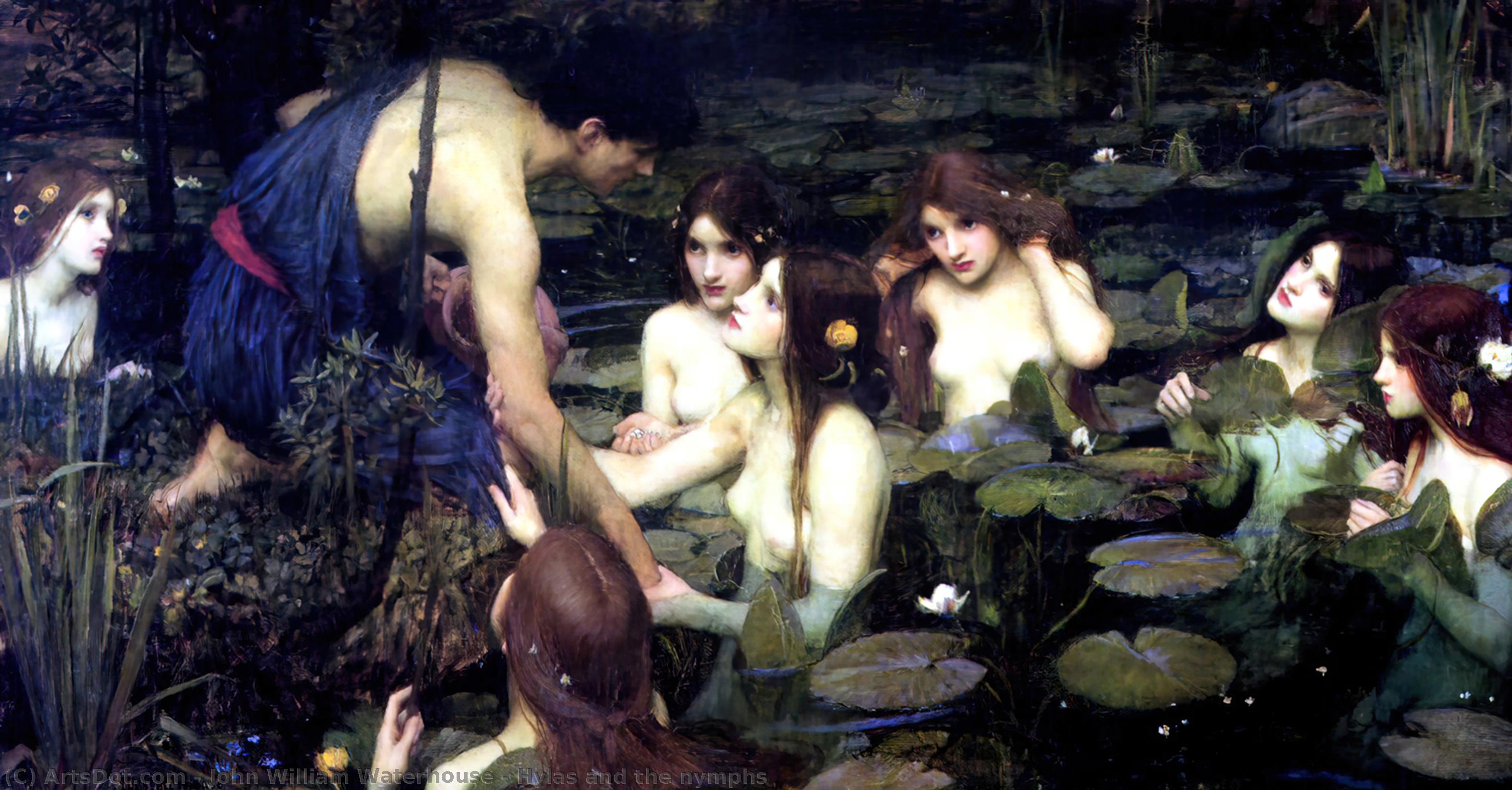 WikiOO.org - Encyclopedia of Fine Arts - Maleri, Artwork John William Waterhouse - Hylas and the Nymphs
