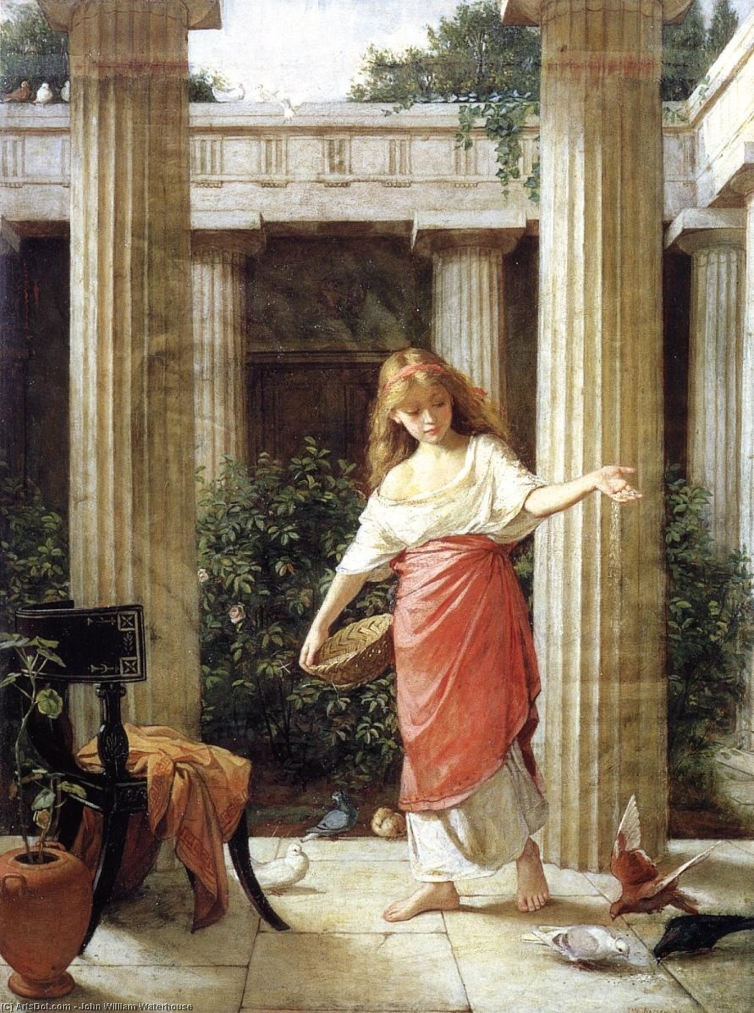 Wikioo.org - The Encyclopedia of Fine Arts - Painting, Artwork by John William Waterhouse - In the Peristyle