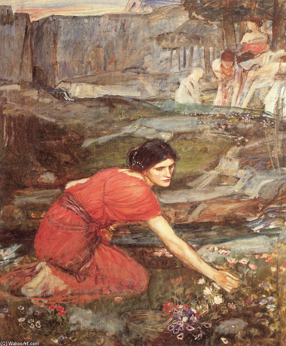 Wikioo.org - The Encyclopedia of Fine Arts - Painting, Artwork by John William Waterhouse - Maidens picking (study)