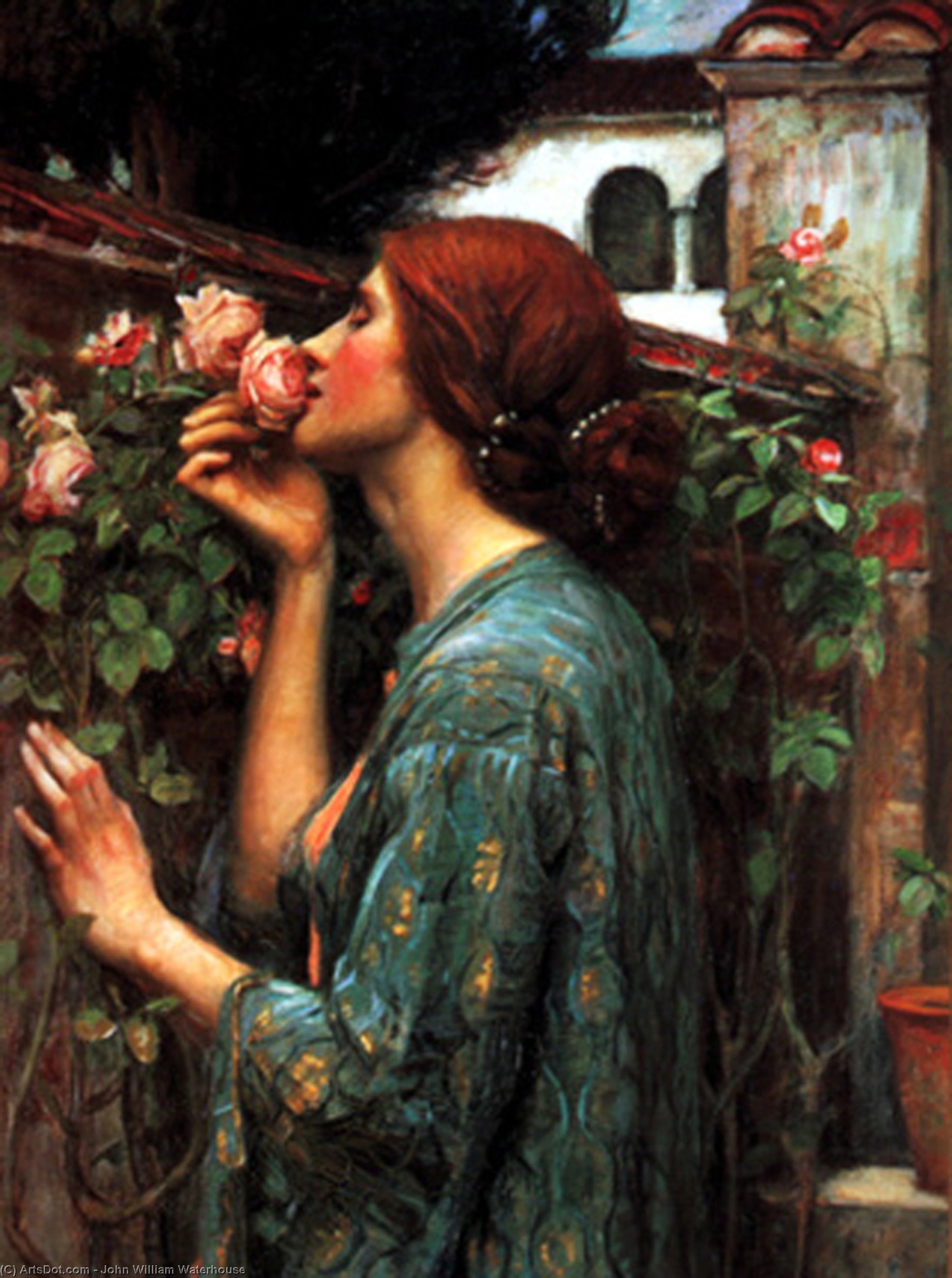 Wikoo.org - موسوعة الفنون الجميلة - اللوحة، العمل الفني John William Waterhouse - My Sweet Rose