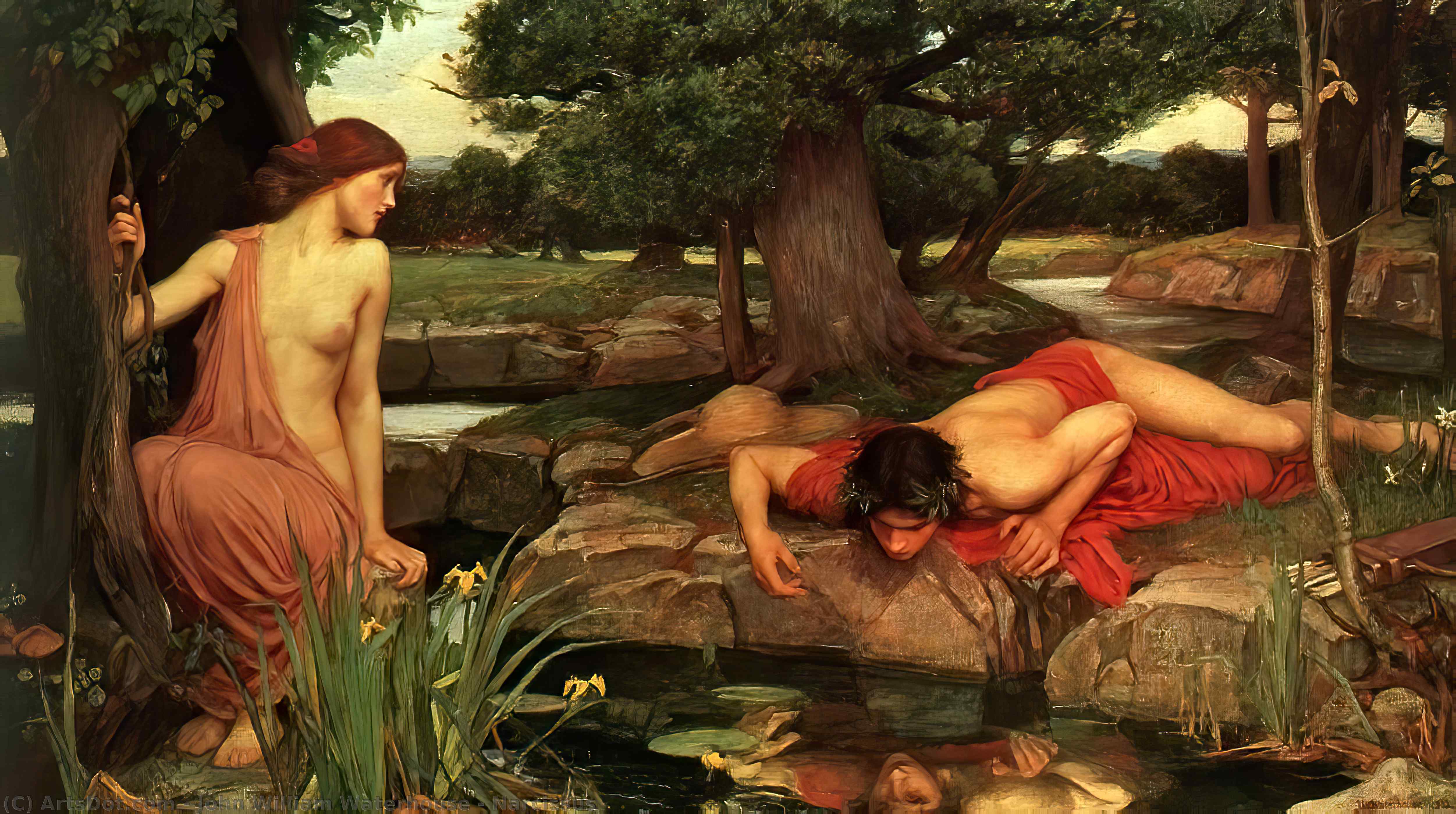 WikiOO.org - Encyclopedia of Fine Arts - Maleri, Artwork John William Waterhouse - Narcissus