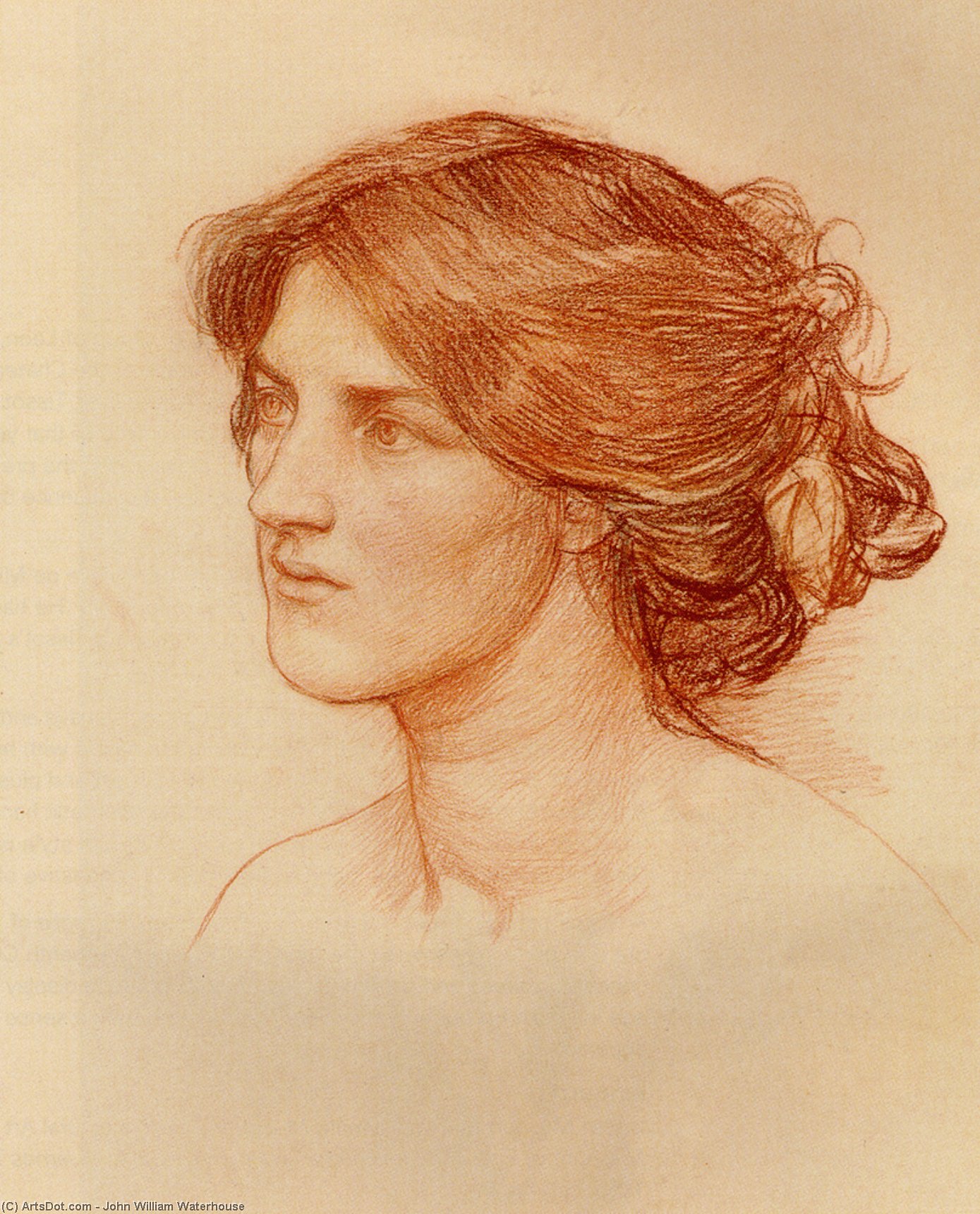WikiOO.org - Enciklopedija dailės - Tapyba, meno kuriniai John William Waterhouse - Study For Gather Ye Rosebuds While Ye May
