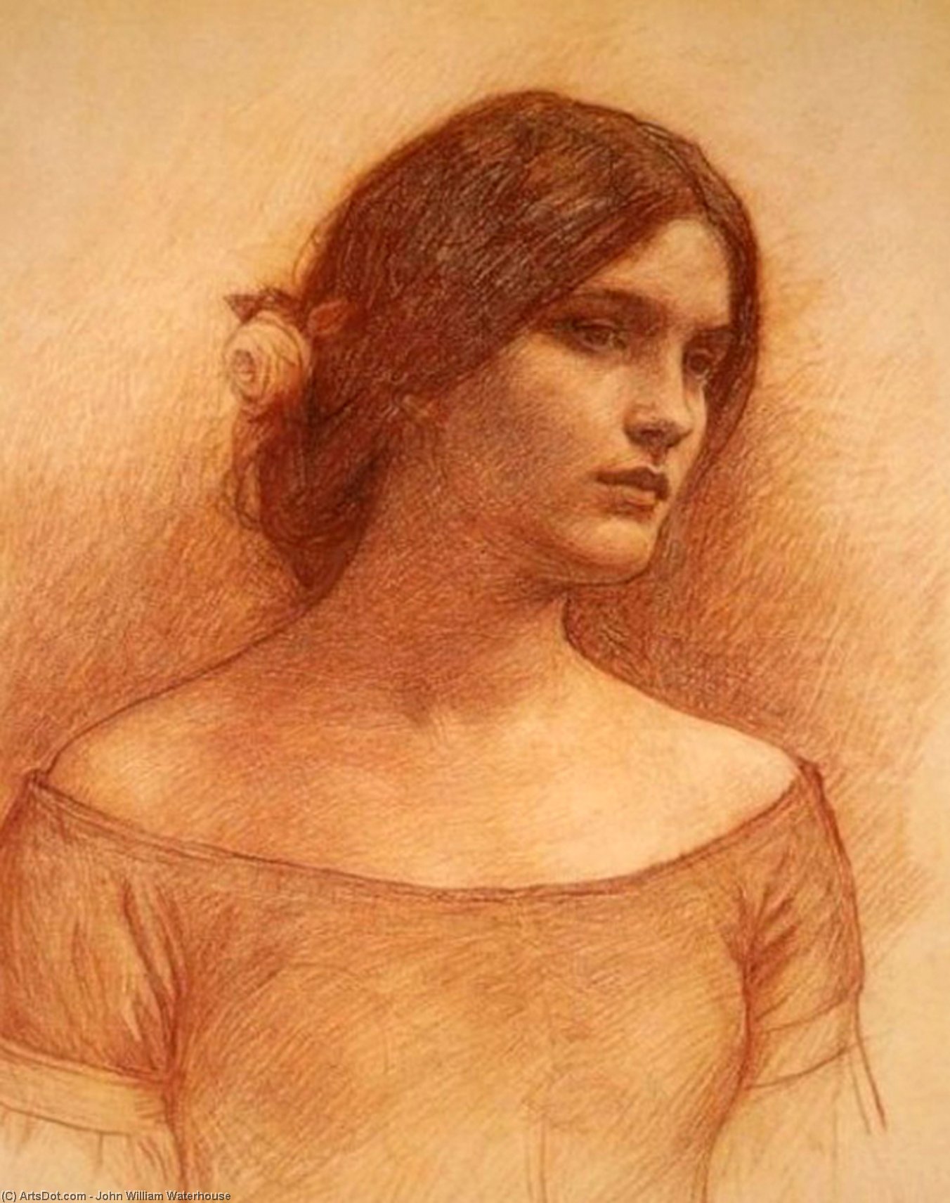 WikiOO.org - Encyclopedia of Fine Arts - Maleri, Artwork John William Waterhouse - Study for the Lady Clare Small