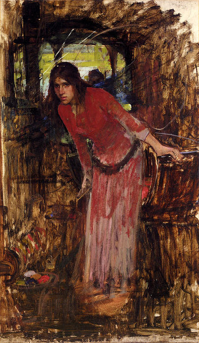 WikiOO.org - Encyclopedia of Fine Arts - Malba, Artwork John William Waterhouse - Study For The Lady Of Shallot