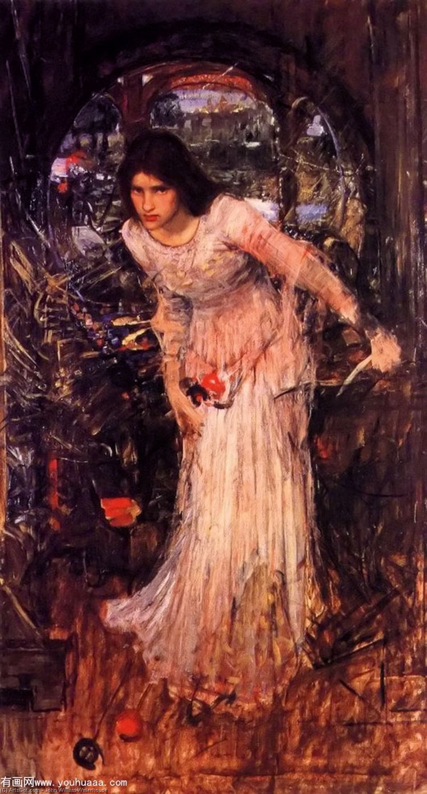 WikiOO.org - Encyclopedia of Fine Arts - Malba, Artwork John William Waterhouse - The lady of shalott study