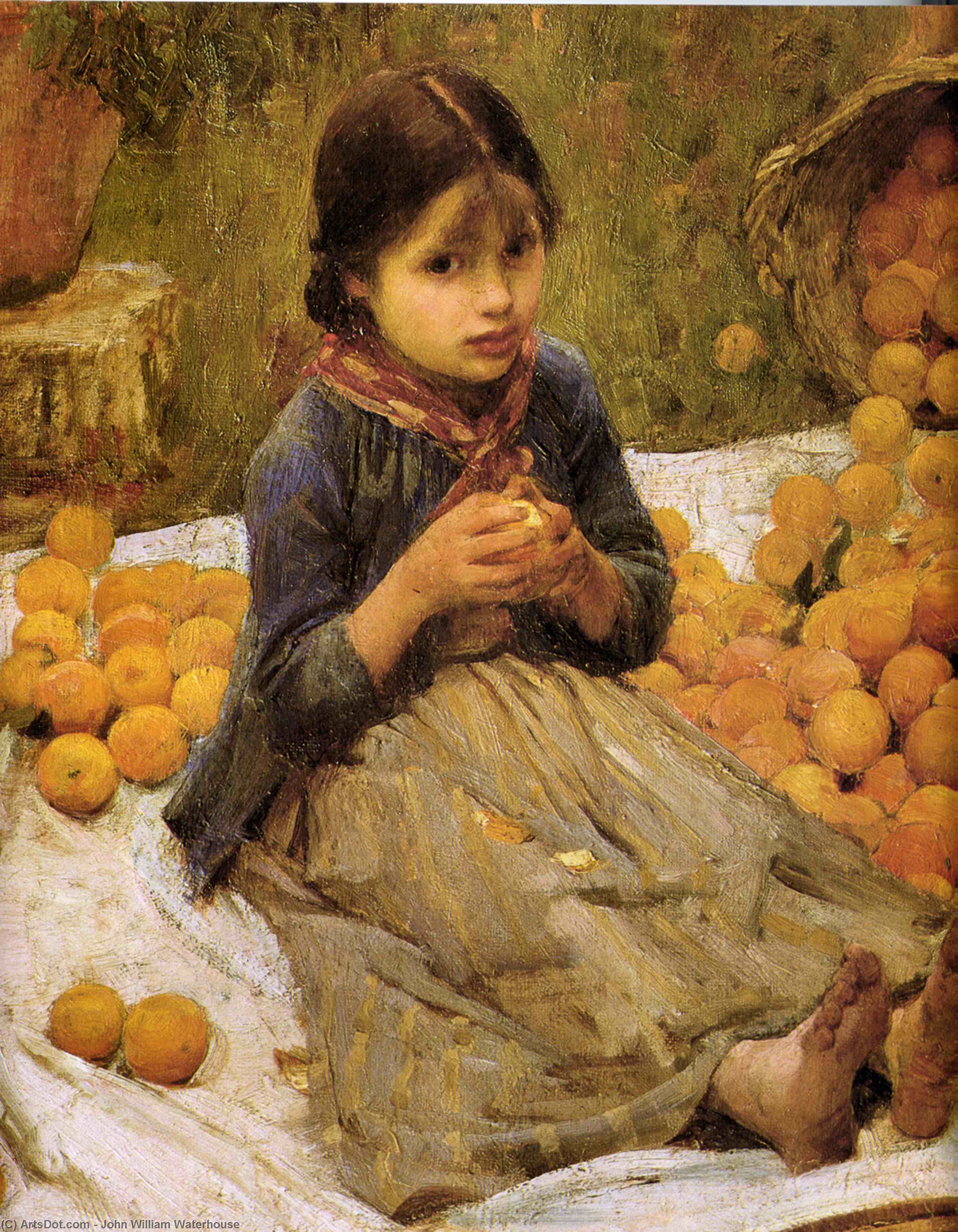 WikiOO.org - Enciklopedija dailės - Tapyba, meno kuriniai John William Waterhouse - The Orange Gatherers