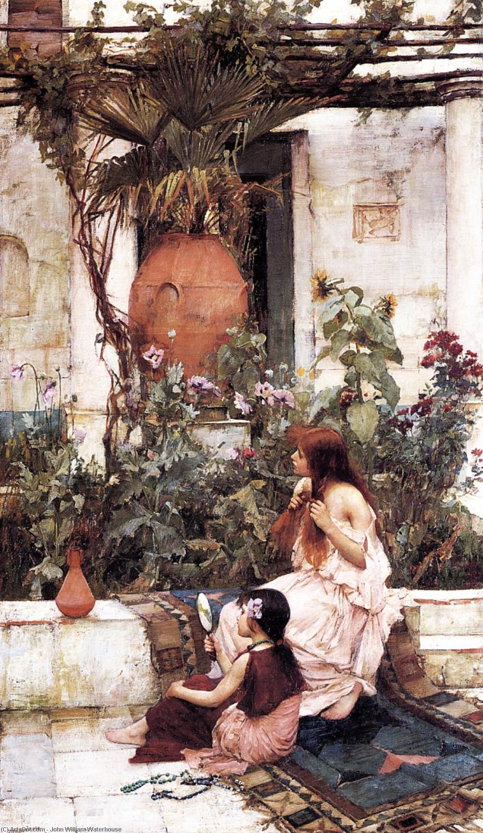 Wikioo.org - The Encyclopedia of Fine Arts - Painting, Artwork by John William Waterhouse - The Toilet (aka At Capri)