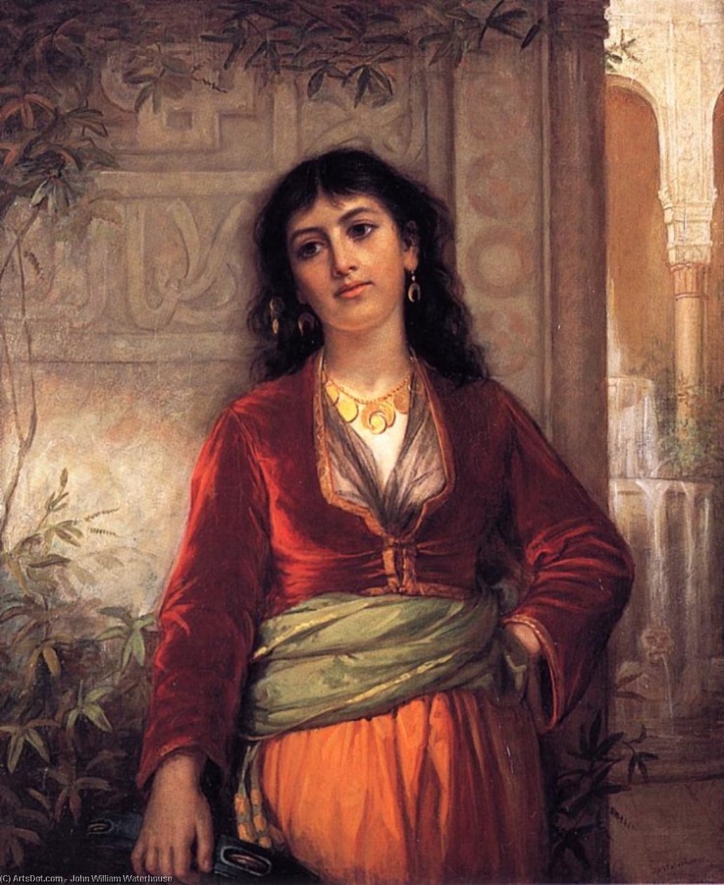 Wikioo.org - The Encyclopedia of Fine Arts - Painting, Artwork by John William Waterhouse - The Unwelcome Companion (A Street Scene in Cairo)