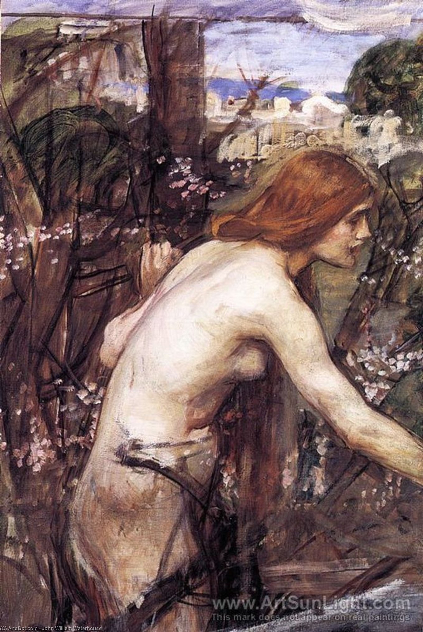 WikiOO.org - Enciclopedia of Fine Arts - Pictura, lucrări de artă John William Waterhouse - Woman Picking Flowers