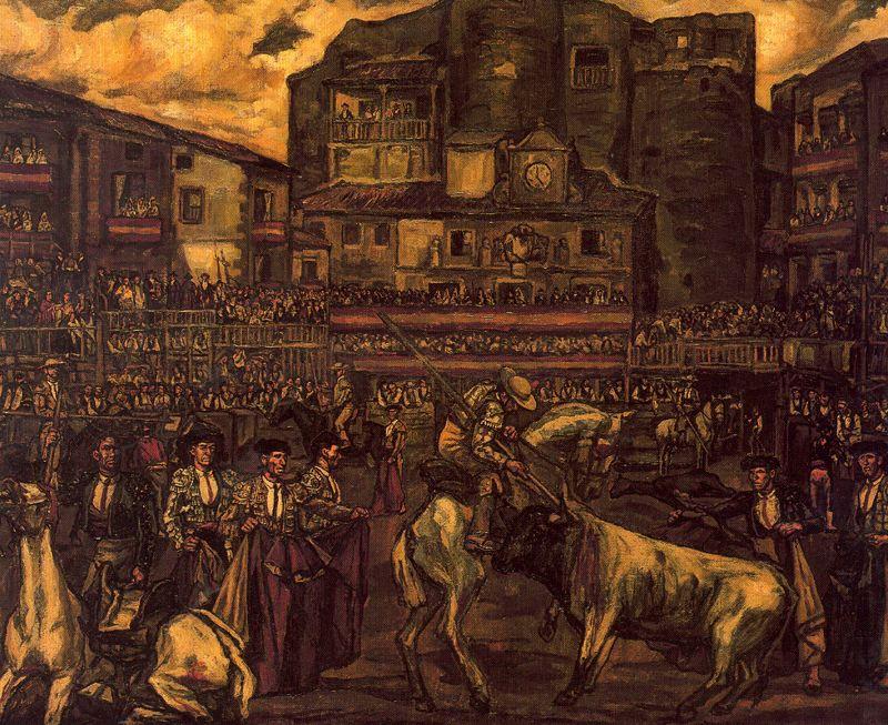 Wikioo.org – La Enciclopedia de las Bellas Artes - Pintura, Obras de arte de José Gutiérrez Solana - Corrida de toros con baño Sepúlveda