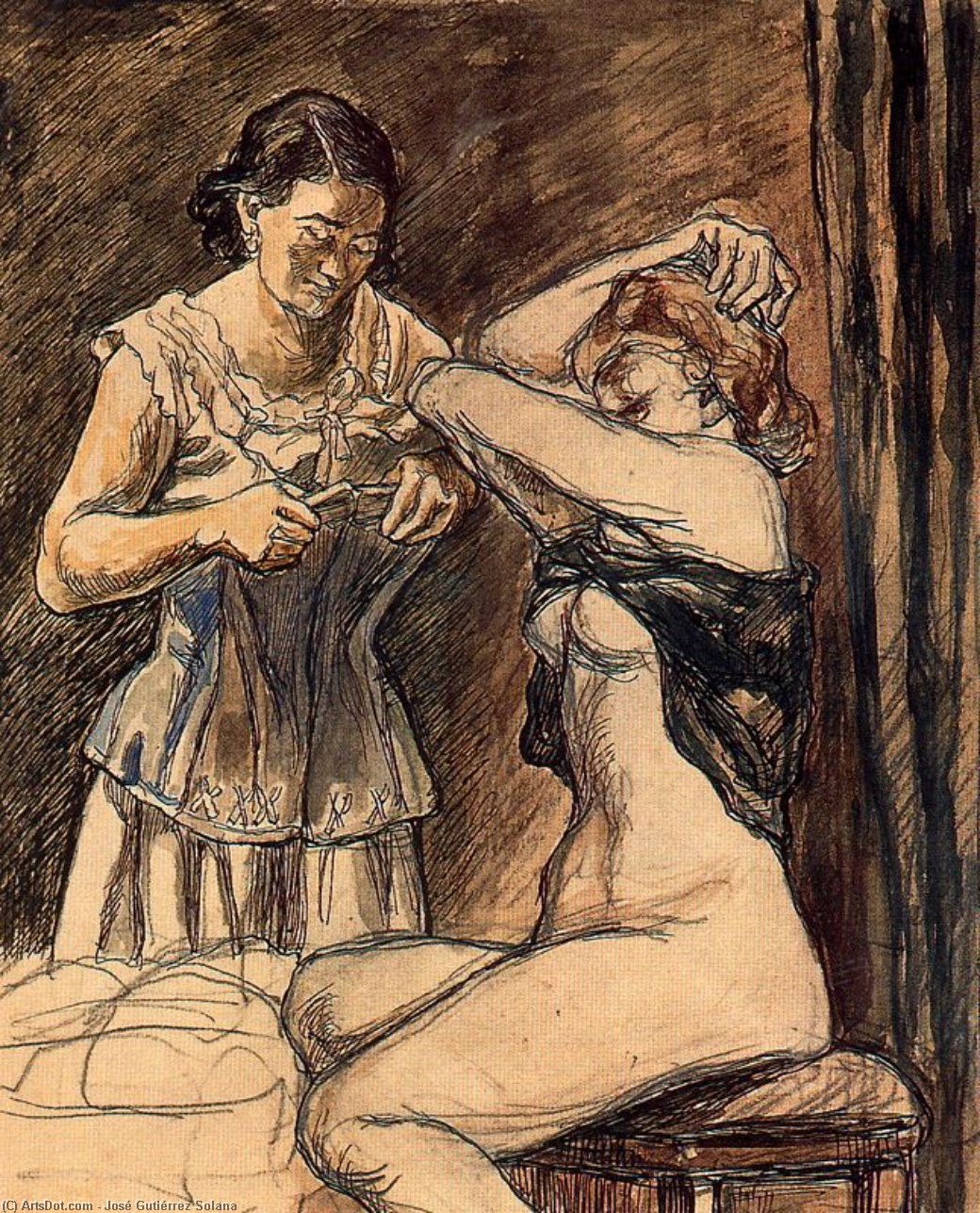 WikiOO.org - Encyclopedia of Fine Arts - Maalaus, taideteos José Gutiérrez Solana - Dos mujeres