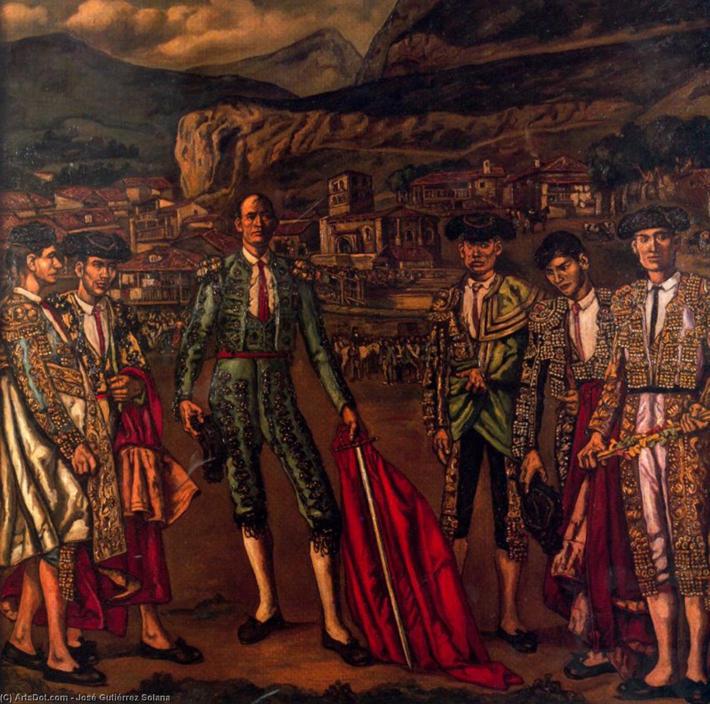 Wikioo.org - The Encyclopedia of Fine Arts - Painting, Artwork by José Gutiérrez Solana - El lechuga y su cuadrilla