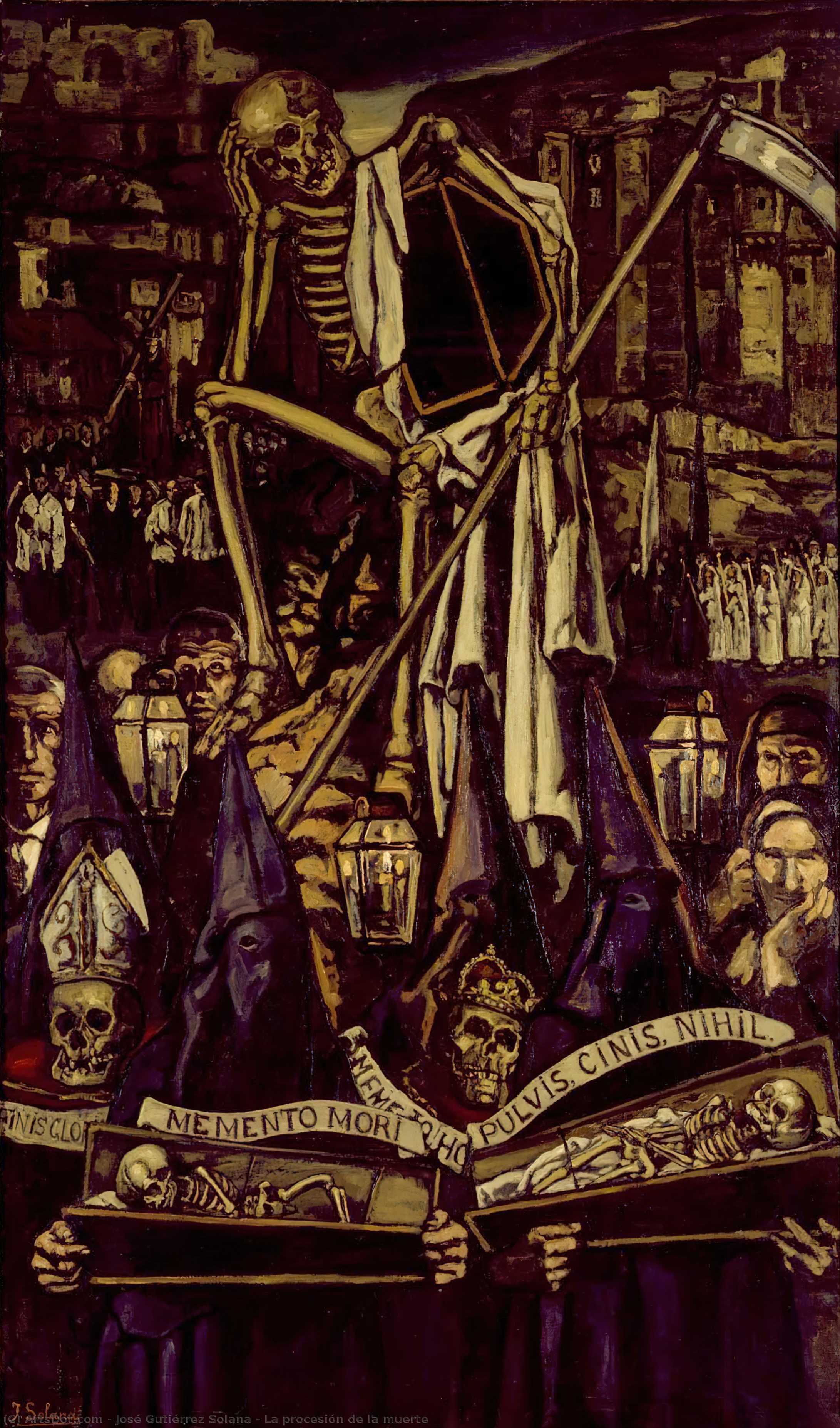 WikiOO.org - Encyclopedia of Fine Arts - Maľba, Artwork José Gutiérrez Solana - La procesión de la muerte
