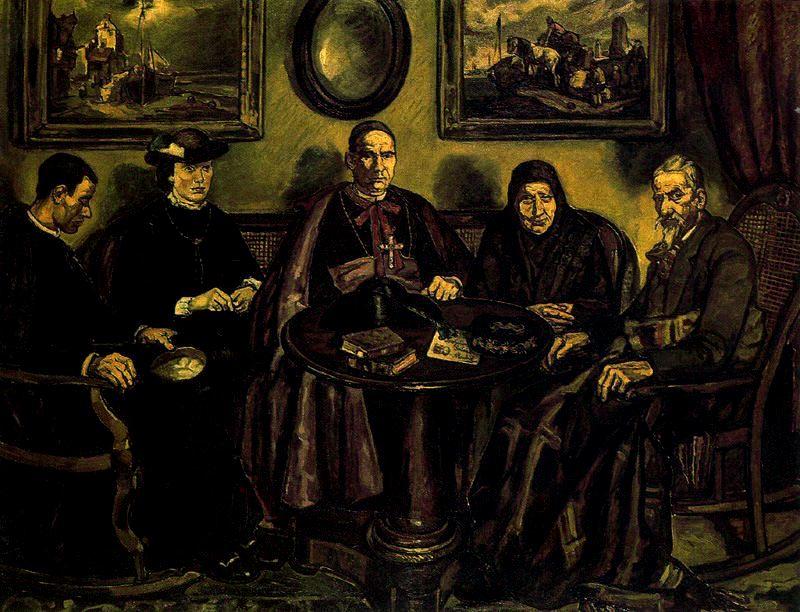 WikiOO.org - Encyclopedia of Fine Arts - Maleri, Artwork José Gutiérrez Solana - La visita del obispo