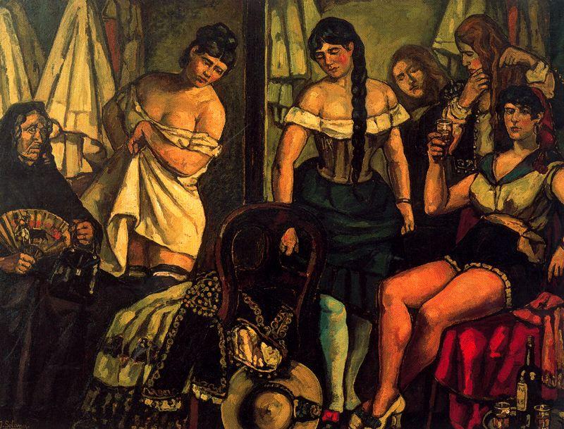 WikiOO.org - Encyclopedia of Fine Arts - Maalaus, taideteos José Gutiérrez Solana - Las chicas de la Claudia