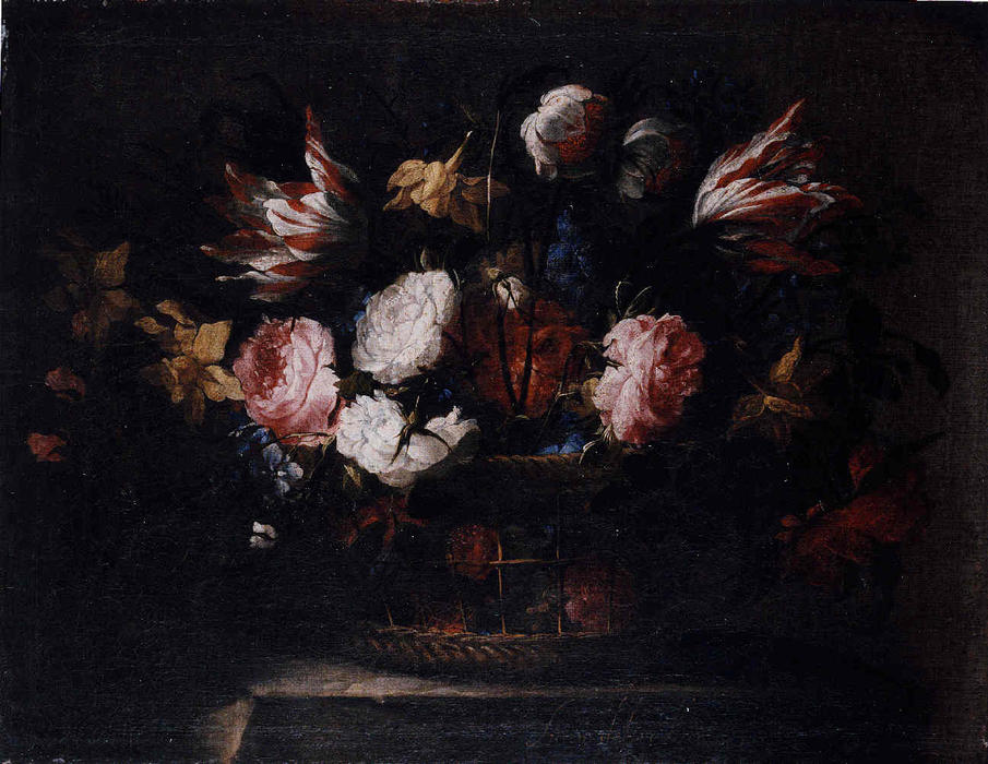 WikiOO.org - Güzel Sanatlar Ansiklopedisi - Resim, Resimler Juan De Arellano - Basket of Flowers 5