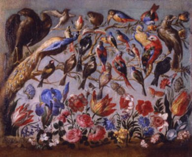 Wikioo.org - The Encyclopedia of Fine Arts - Painting, Artwork by Juan De Arellano - Concert of Birds (Birds and Flowers)