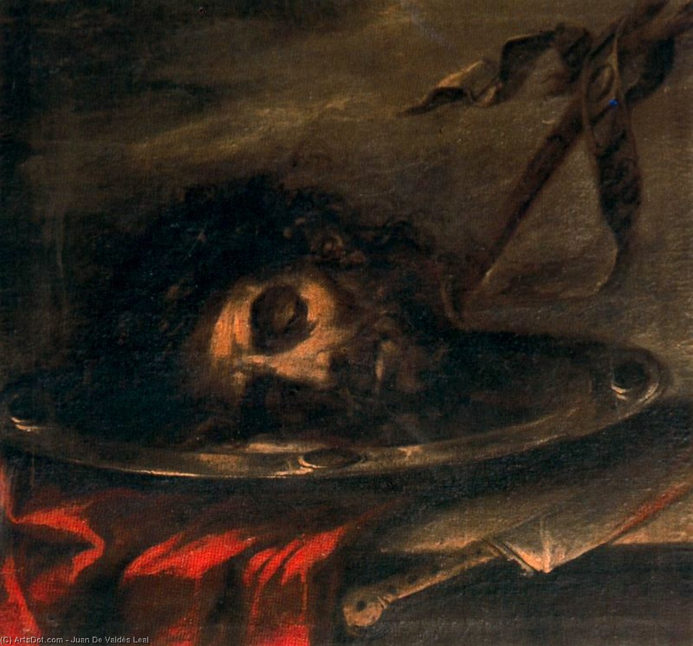 WikiOO.org - Encyclopedia of Fine Arts - Lukisan, Artwork Juan De Valdés Leal - Cabeza cortada de San Juan Bautista