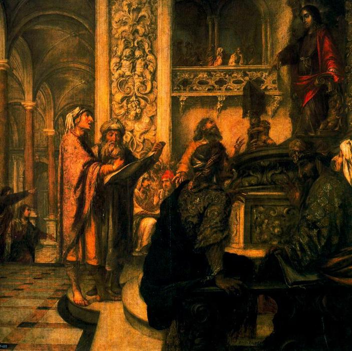 Wikoo.org - موسوعة الفنون الجميلة - اللوحة، العمل الفني Juan De Valdés Leal - Cristo disputando con los Doctores en el Templo