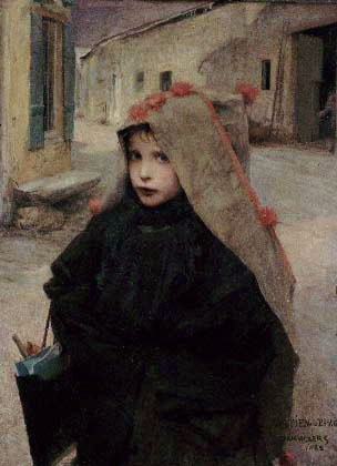 Wikioo.org - The Encyclopedia of Fine Arts - Painting, Artwork by Jules Bastien Lepage - Going to School 1