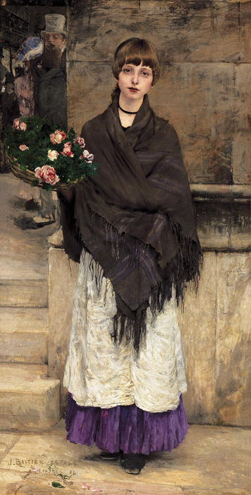 WikiOO.org - אנציקלופדיה לאמנויות יפות - ציור, יצירות אמנות Jules Bastien Lepage - Marchande de Fleurs à Londre