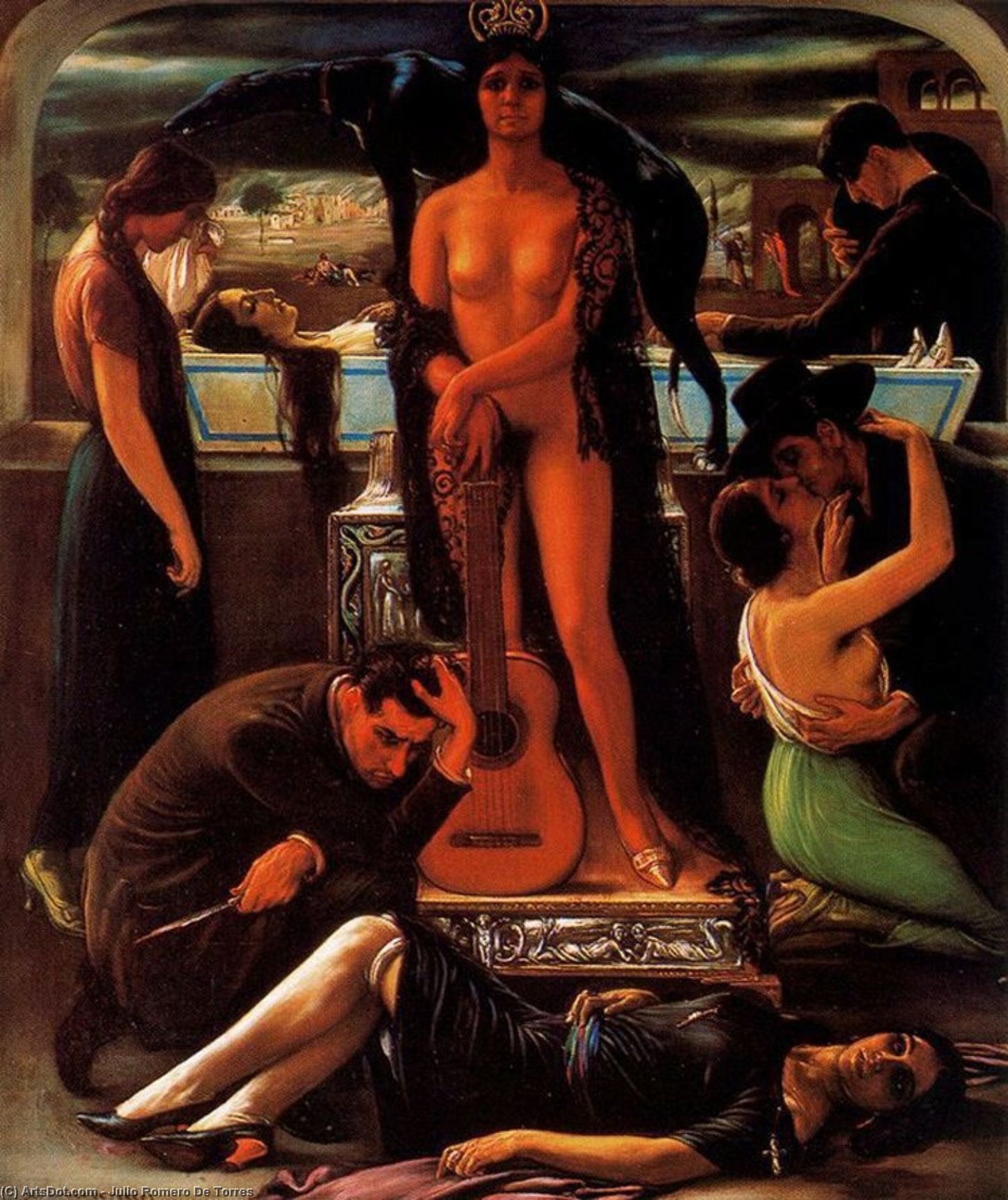 Wikioo.org – La Enciclopedia de las Bellas Artes - Pintura, Obras de arte de Julio Romero De Torres - Hondo cante