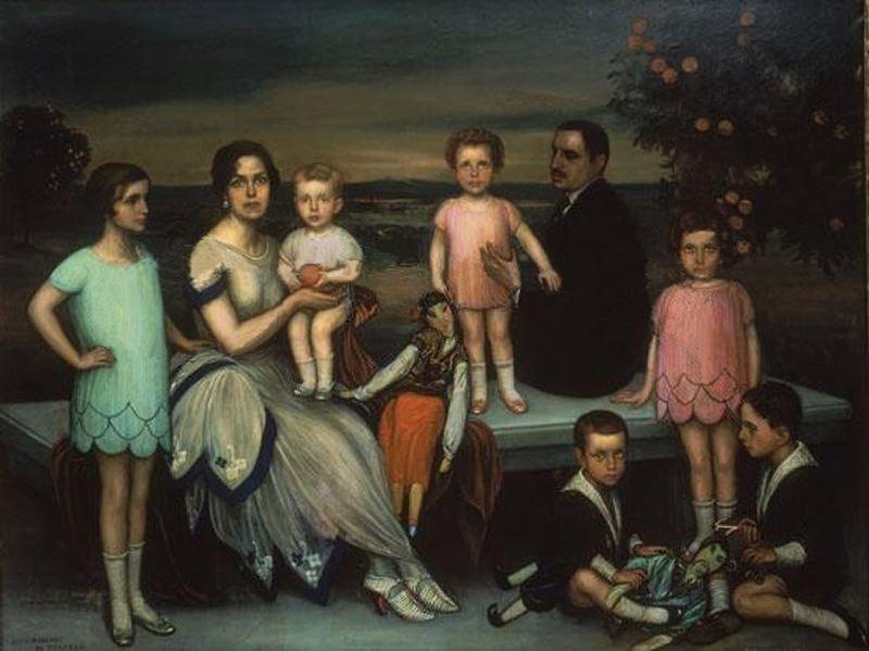 WikiOO.org - Encyclopedia of Fine Arts - Schilderen, Artwork Julio Romero De Torres - Retrato de la Famila Casana