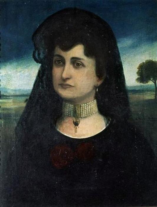 Wikioo.org - The Encyclopedia of Fine Arts - Painting, Artwork by Julio Romero De Torres - Retrato de la Sra. de Colinet