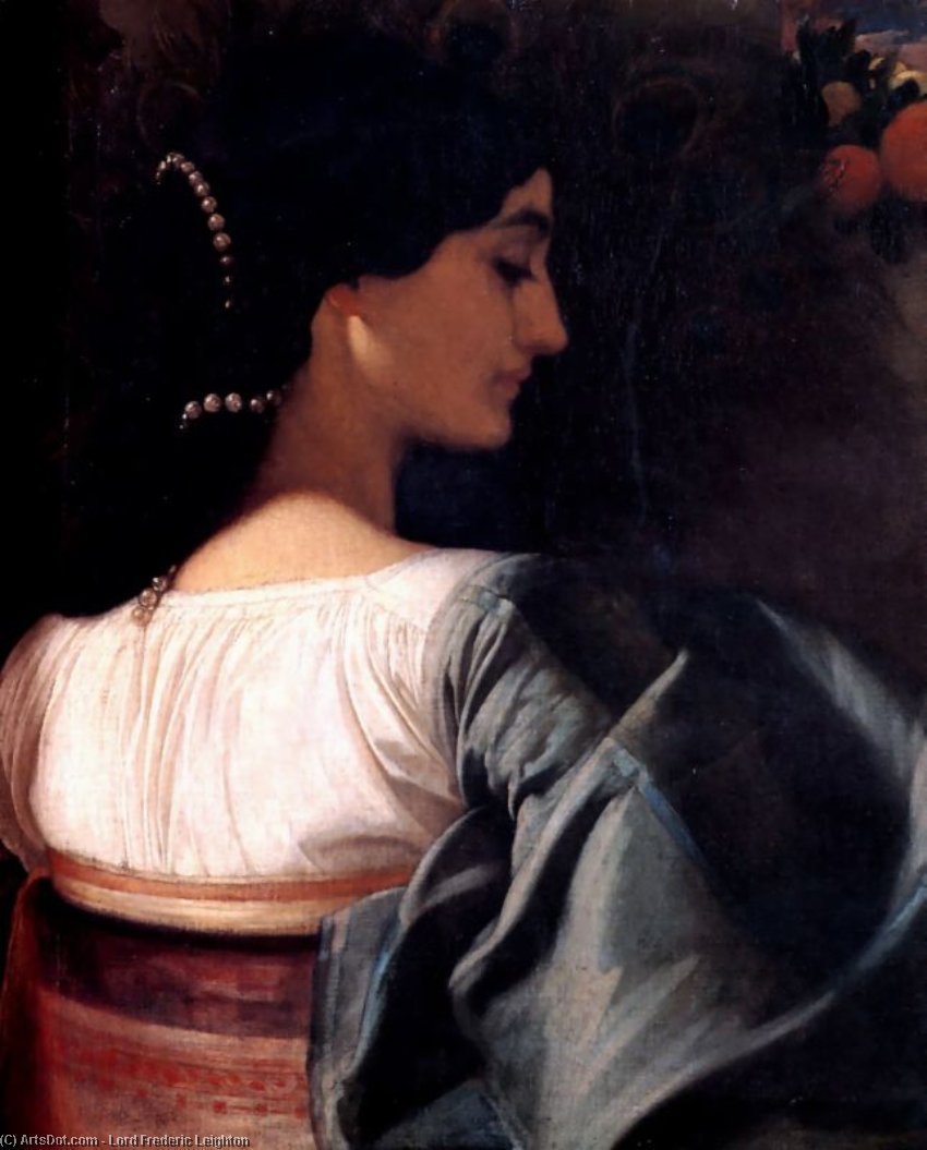 Wikioo.org - The Encyclopedia of Fine Arts - Painting, Artwork by Lord Frederic Leighton - An Italian Lady