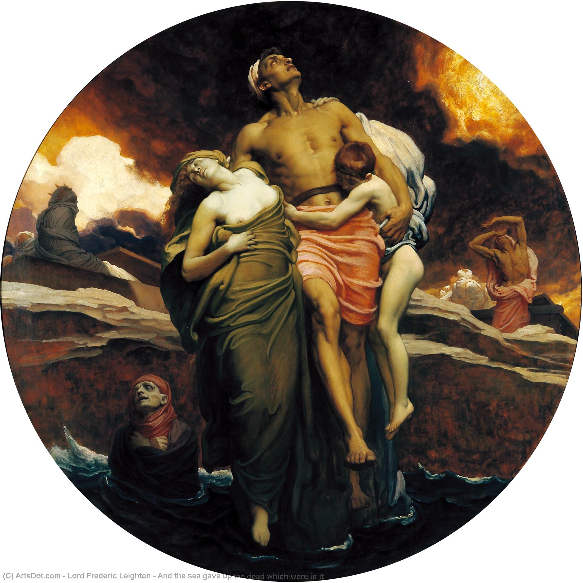 Wikioo.org - The Encyclopedia of Fine Arts - Painting, Artwork by Lord Frederic Leighton - And the sea gave up the dead which were in it
