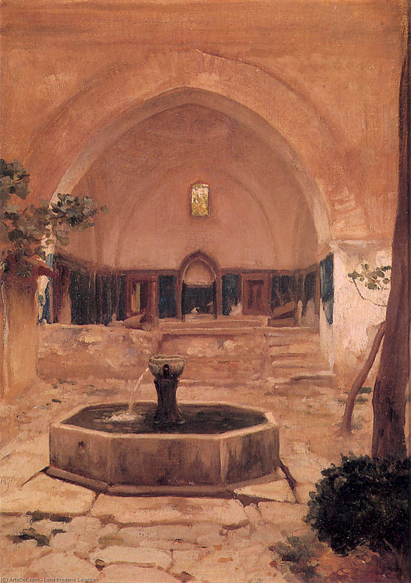 Wikioo.org - The Encyclopedia of Fine Arts - Painting, Artwork by Lord Frederic Leighton - Courtyard of a Mosque at Broussa