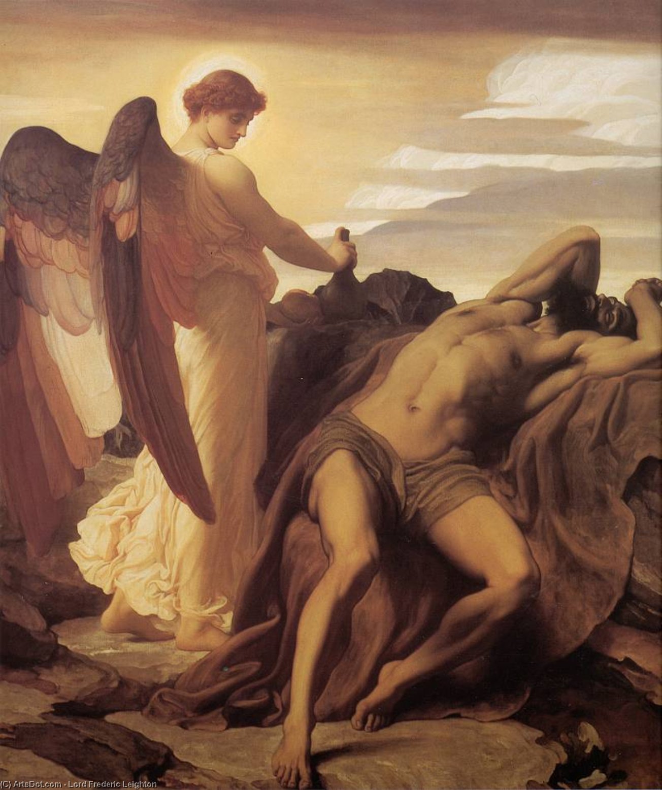 Wikioo.org - The Encyclopedia of Fine Arts - Painting, Artwork by Lord Frederic Leighton - Elijah in the Wilderness