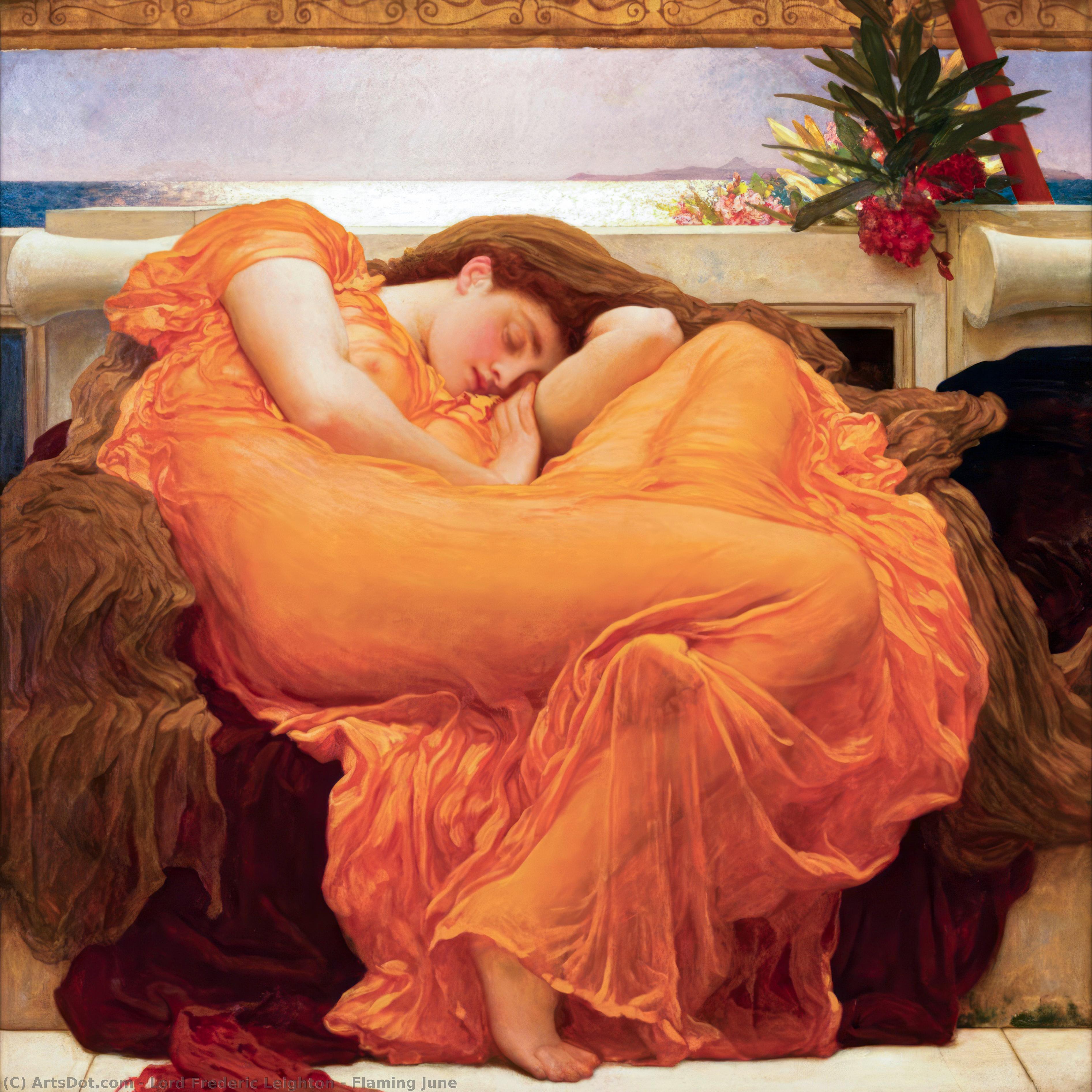 Wikioo.org - The Encyclopedia of Fine Arts - Painting, Artwork by Lord Frederic Leighton - Flaming June
