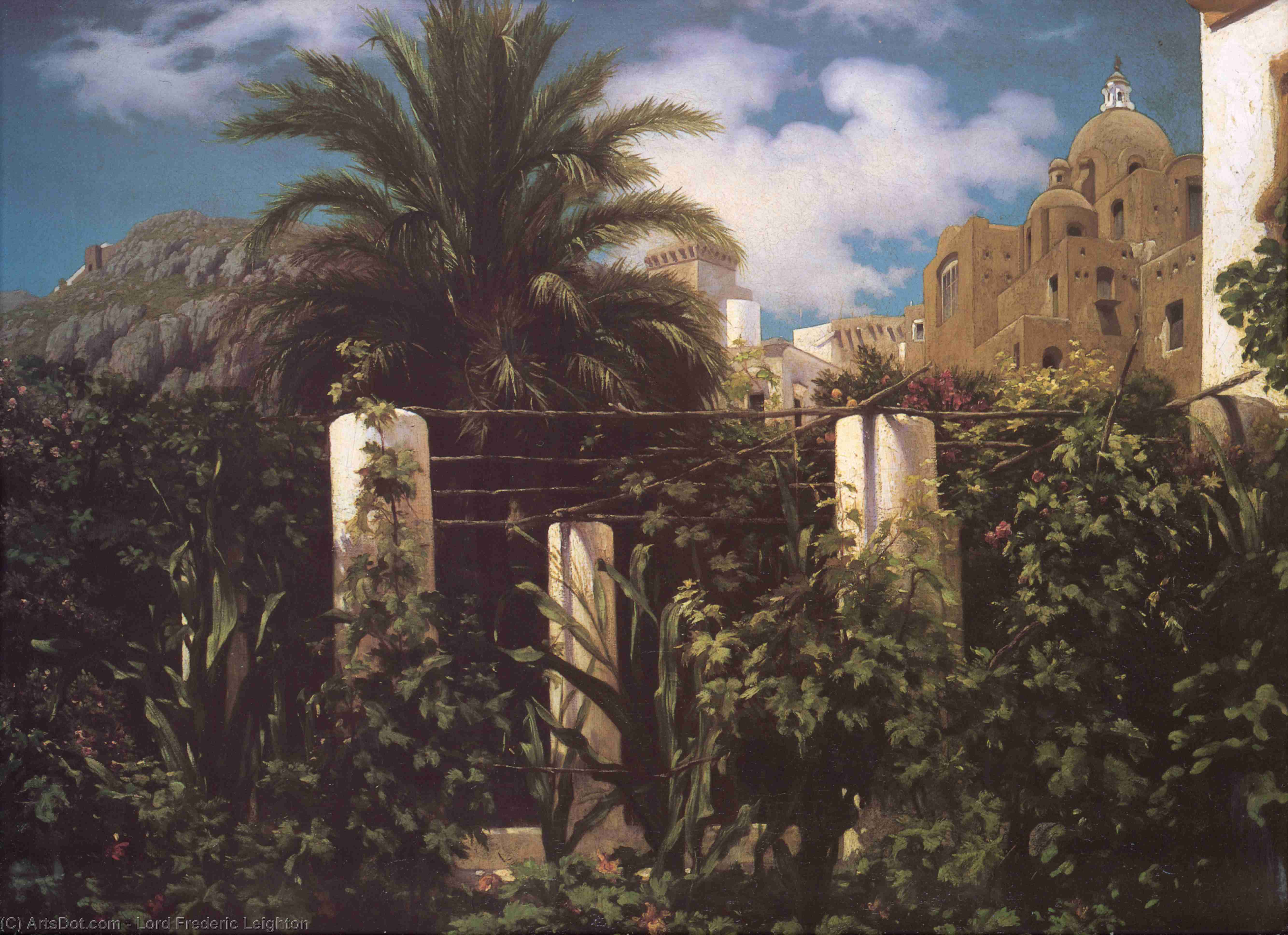 WikiOO.org - אנציקלופדיה לאמנויות יפות - ציור, יצירות אמנות Lord Frederic Leighton - Garden of an Inn, Capri