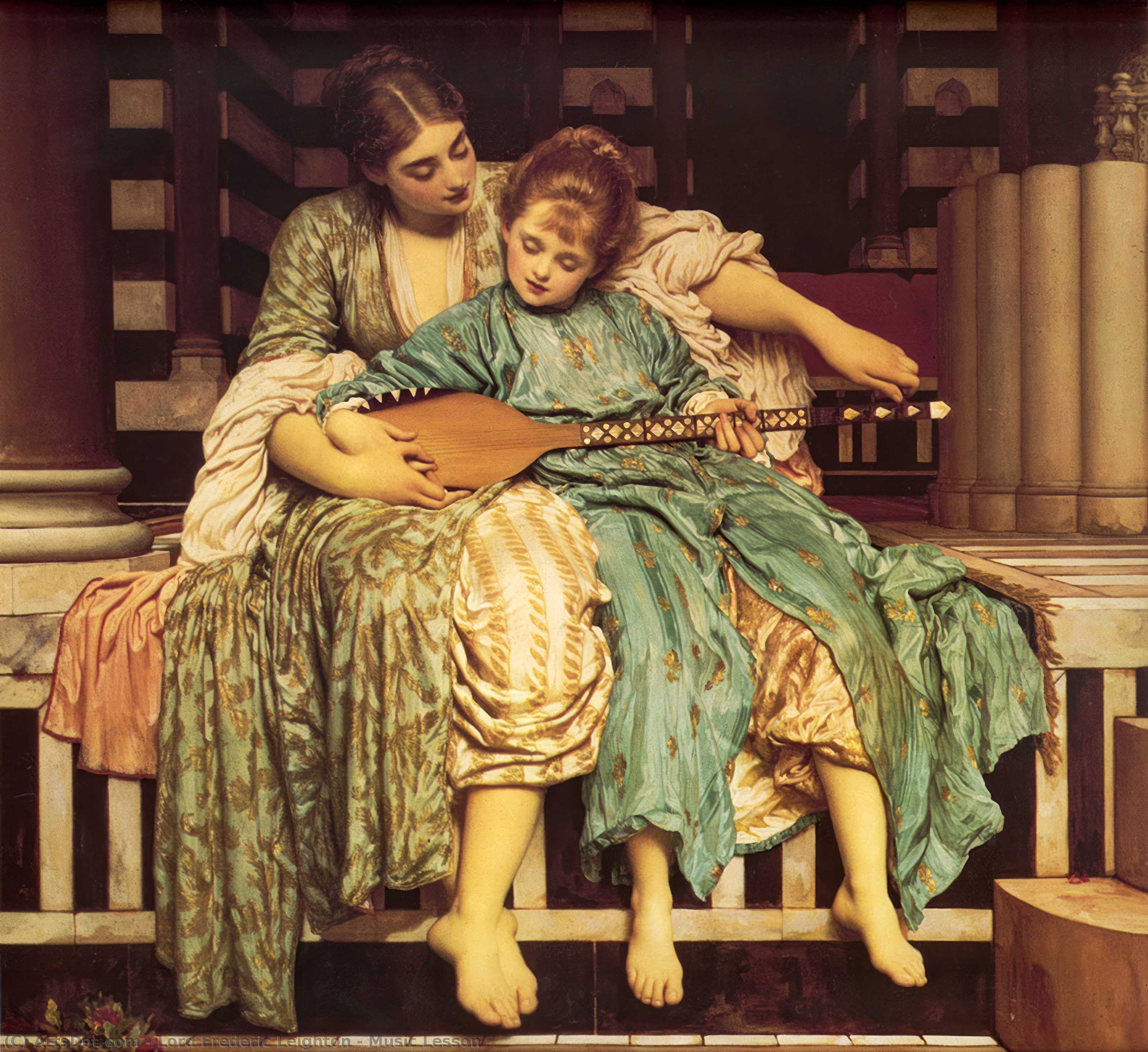 Wikioo.org - The Encyclopedia of Fine Arts - Painting, Artwork by Lord Frederic Leighton - Music Lesson